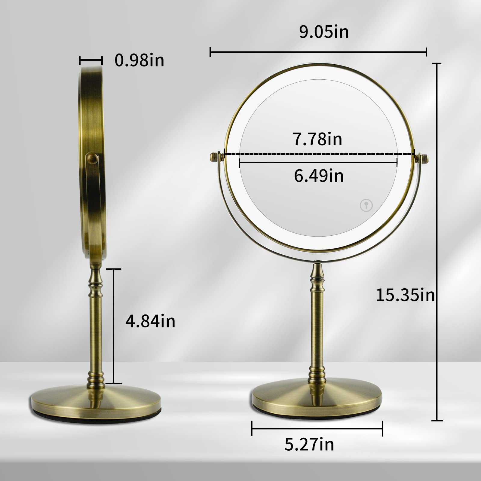 Nicesail Makeup Mirror With Light, Magnifying Mirror With 3 Color Lighting Adjustable Brightness, 360 Rotation Double Sided Mirr
