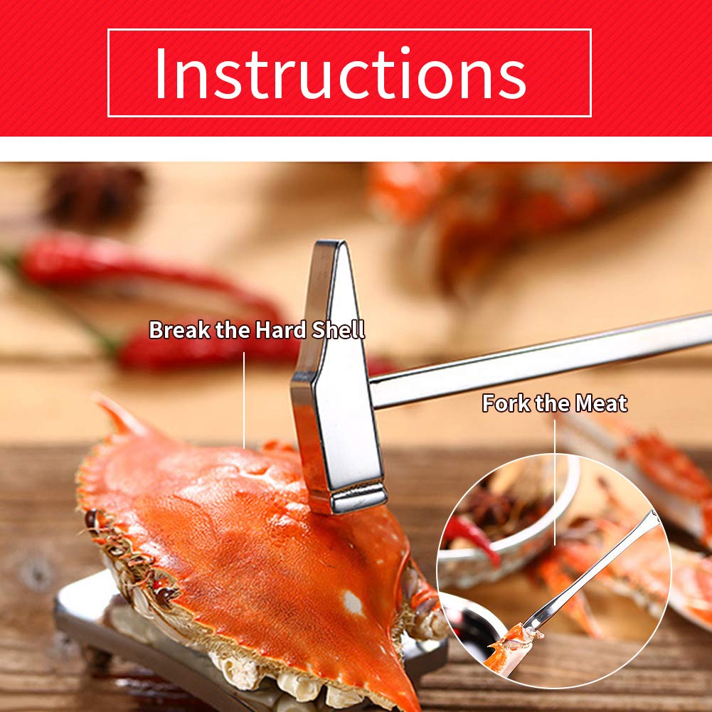 8Pcs Seafood Tool Set, Lobster Crab Nut Cracker Opener Tool Set Stainless Steel Seafood Claw Forks Picks Set Gift With Package B