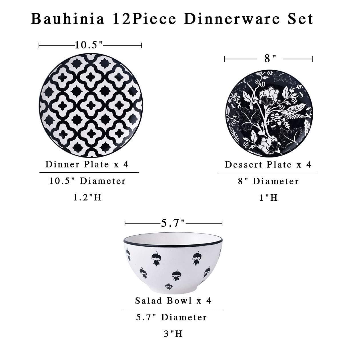 Wisenvoy Dinnerware Sets Plates and Bowls Sets Ceramic Dish Set Plate Set Stoneware Dinnerware Set Dishes Set for 4