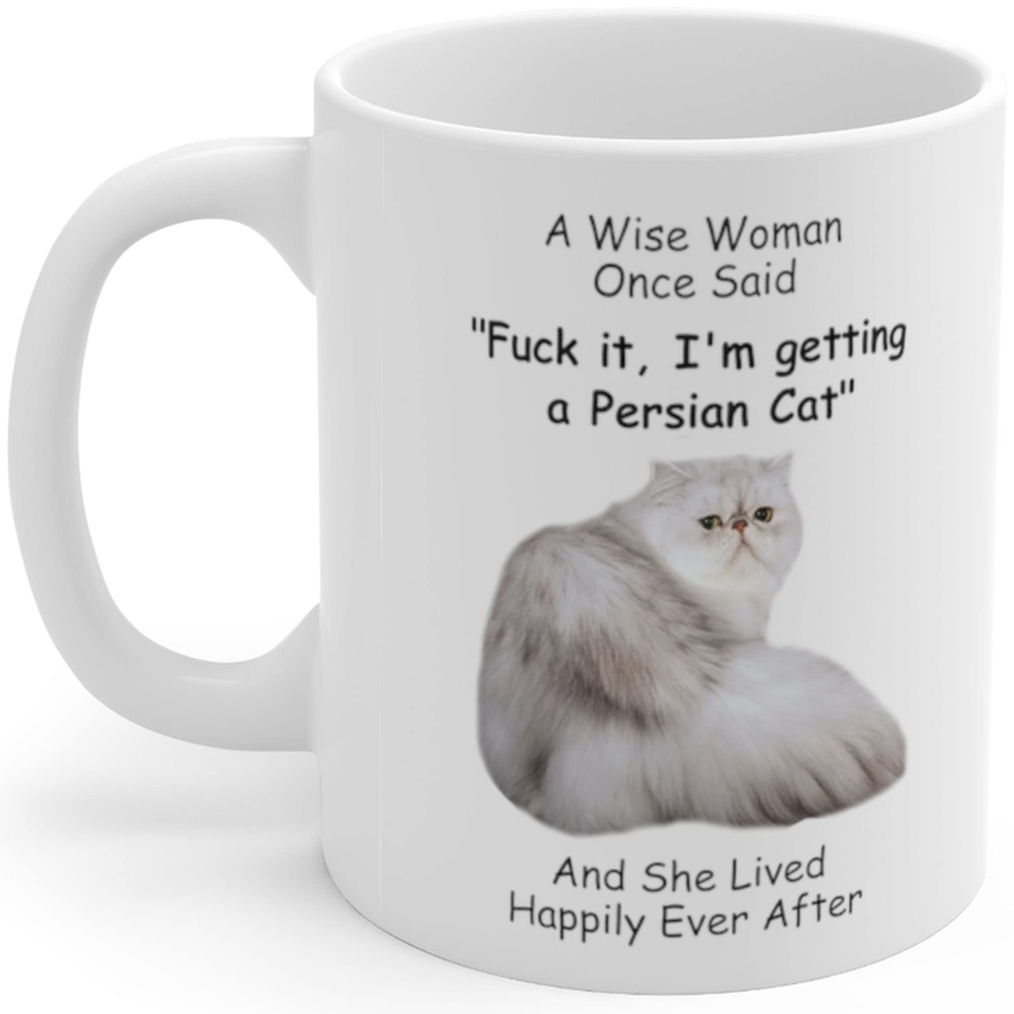 Funny Persian Cat White Grey Gifts For Women Animals Lovers Pets Mom Mother 'S Day 2024 A Wise Woman Once Said Coffee Mug With F
