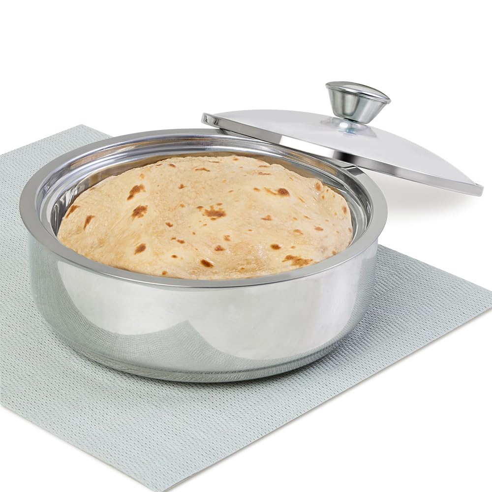 Borosil Stainless Steel Insulated Roti Server, 1.1 Litres, Silver
