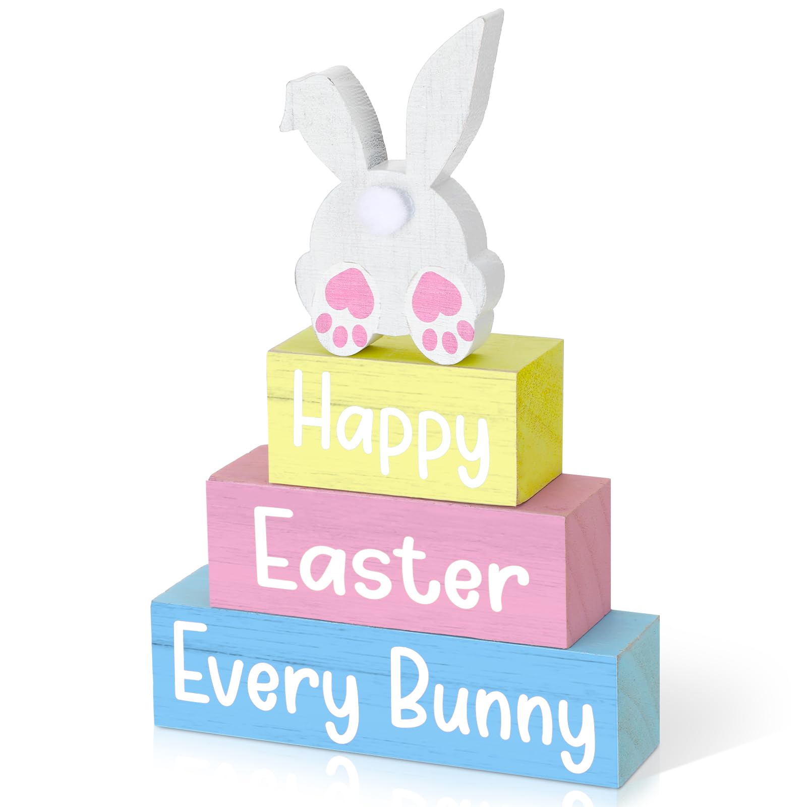 Motionchic 4 Pcs Easter Table Decorations He Is Risen Wooden Table Sign Religious Wood Centerpiece Easter Cross Blocks Farmhouse