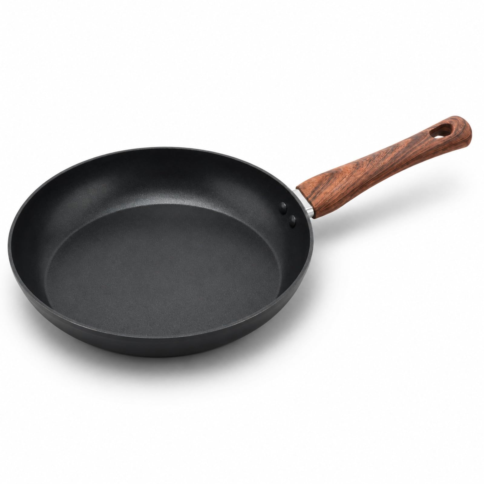 Greenloom Nonstick Frying Pan Skillet with WoodgrainStyle Handle, Black Omelet Pan with Hanging Hole, Easy Food Release Cooking