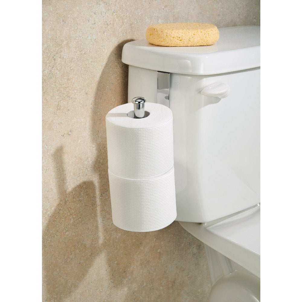 InterDesign Stainless Steel Toilet Paper Organizer Caddy, 2 Roll Reserve, Chrome, 10.75"x4.5"x2", Model 69380