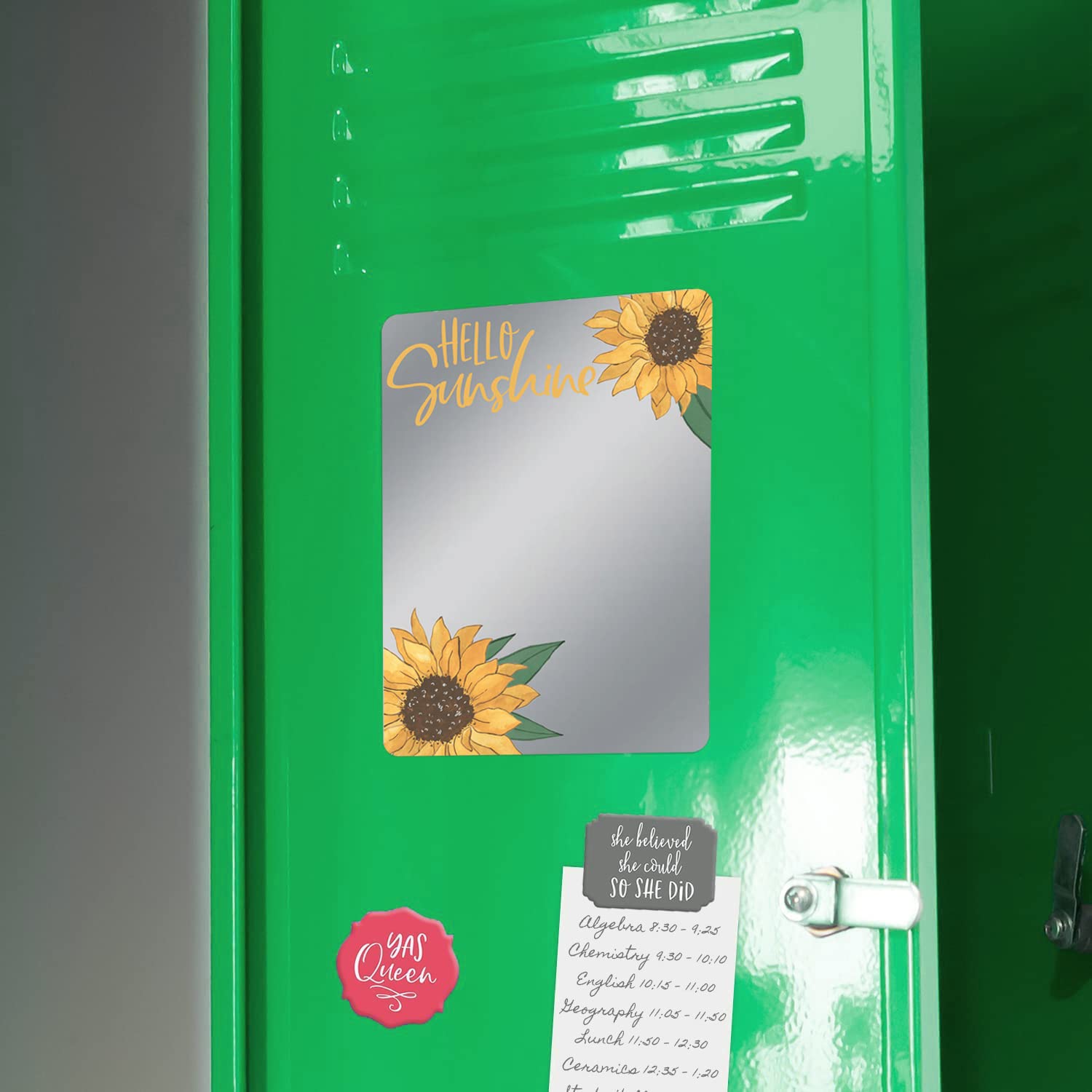 Canopy Street Hello Sunshine Magnetic Mirror / 5'' X 7'' Shatterproof School Locker Accessory/Teen Girl Sunflower Decor/Beautifu