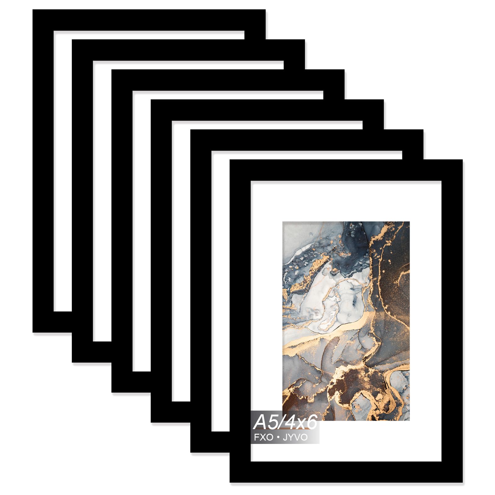 Fxojyvo A5 Frame Set of 6, Display Picture 4x6 With Mat or Without Mat, Light Weight and High Transparent Photo 5.8x8.3 Frame fo
