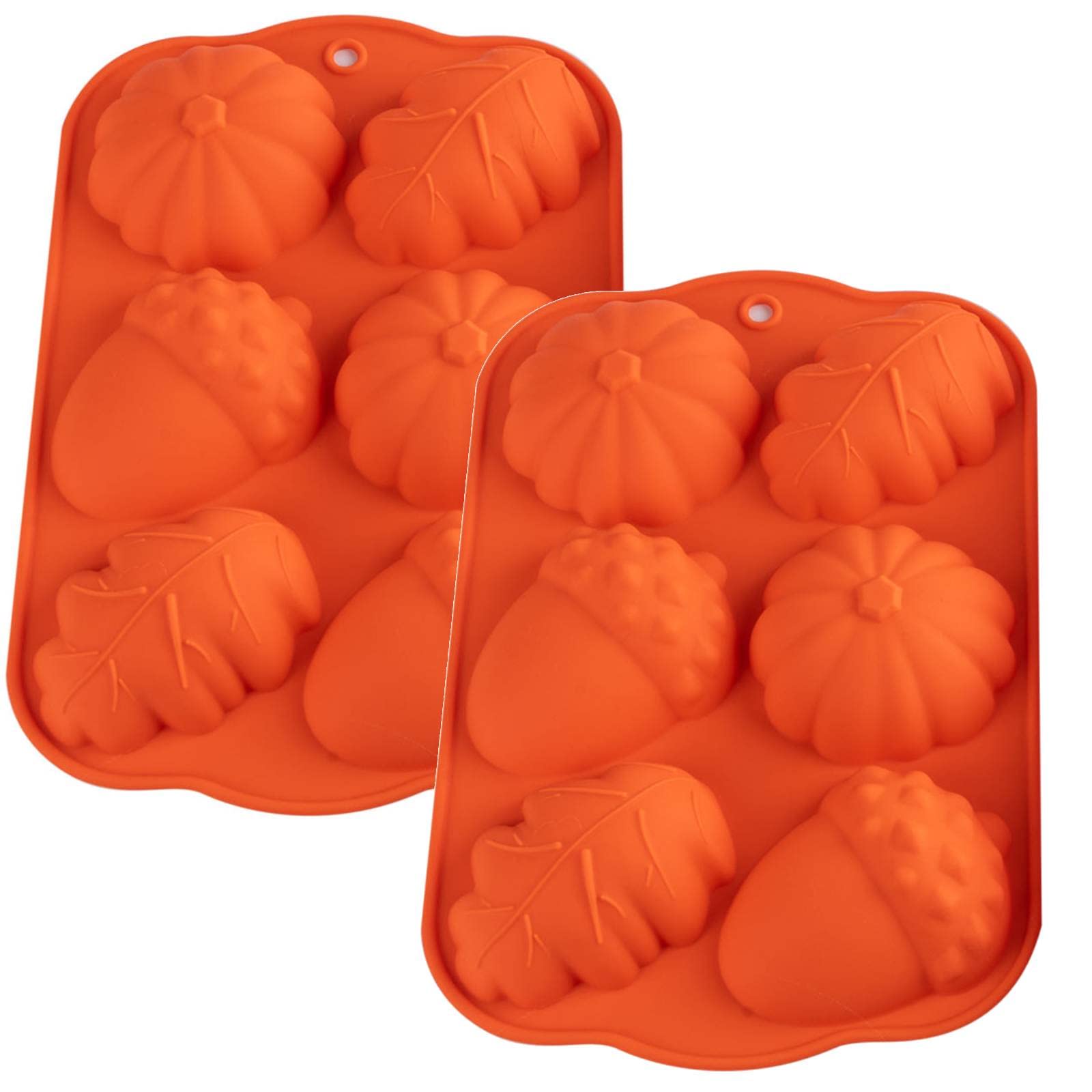 Fall Baking Molds Silicone Pumpkin Mold, 2 Pack Leaves Mold Fall Muffin Cakelet Pan Thanksgiving Cake Mold For Cupcake Chocolate