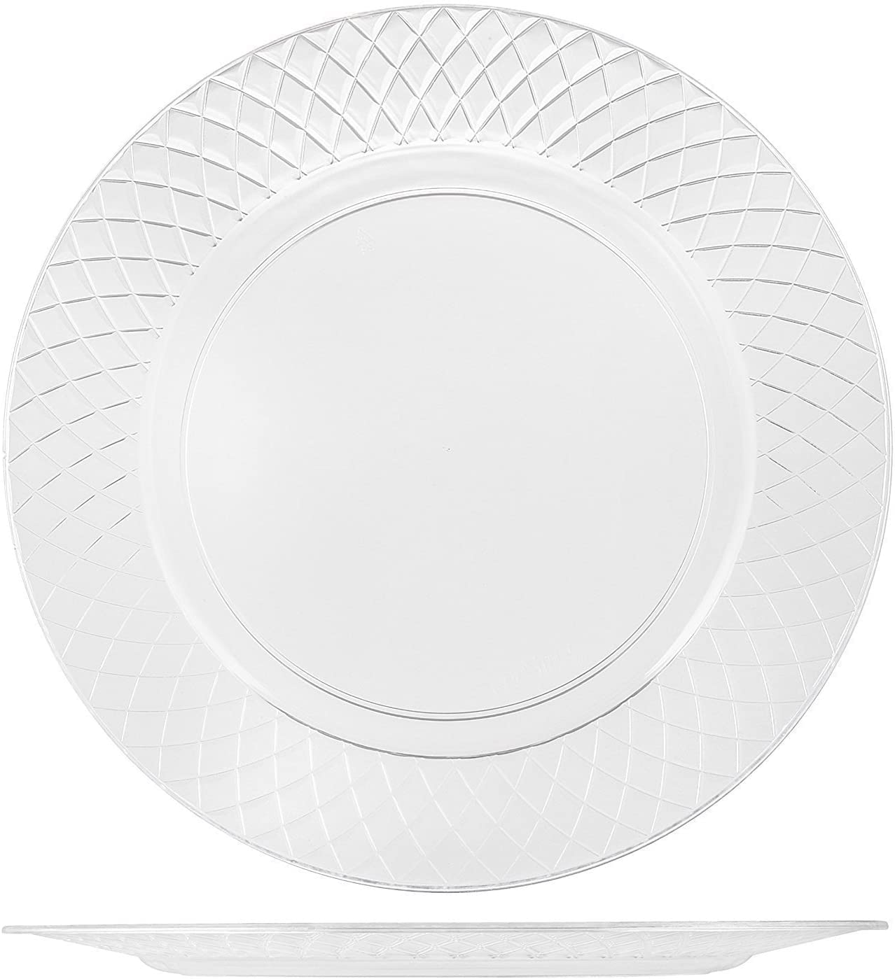 Prestee 102 Clear Plastic Plates Disposable - 6.25'' Heavy Duty Hard Plastic Clear Plates For Party - Elegant Round Cake, Desser