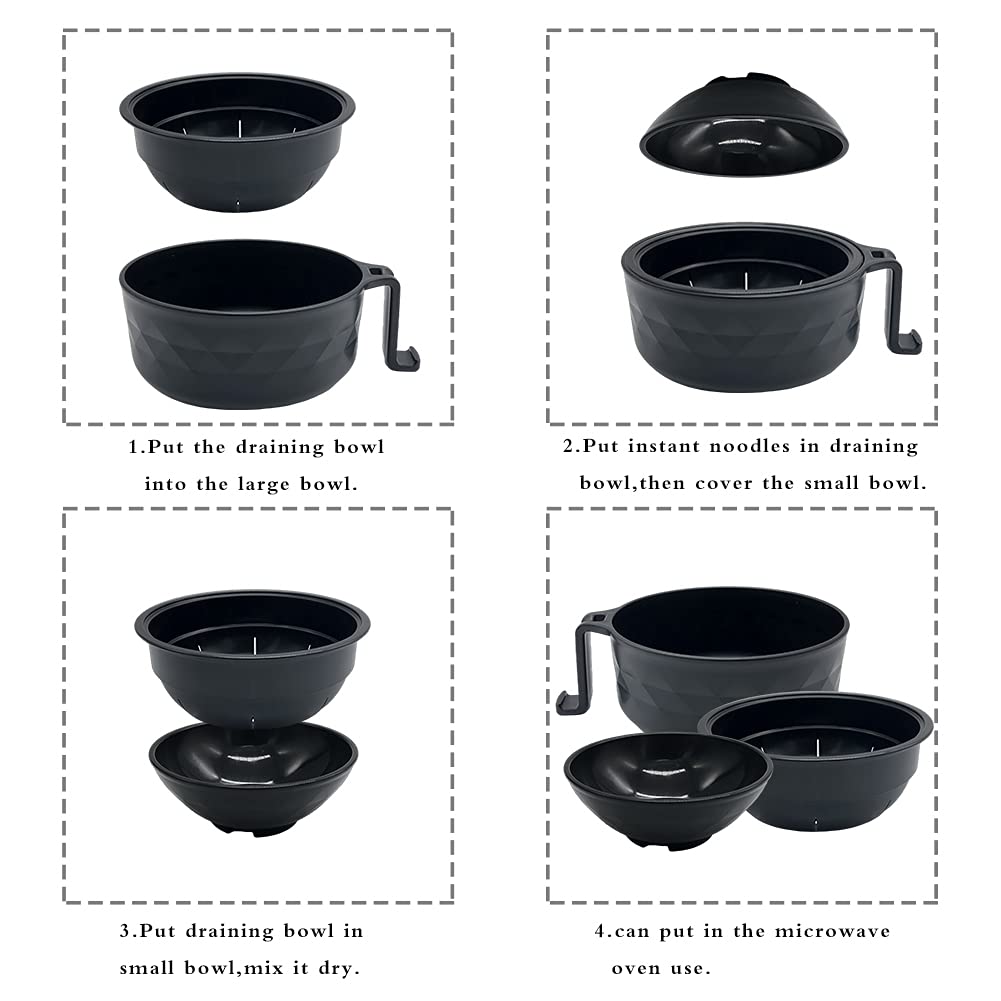 Lshfwn 33Oz Microwave Ramen Cooker,Ramen Bowl Set,Instant Noodles Bowl With Chopsticks,Rapid Ramen Cooker With Handles For Colle