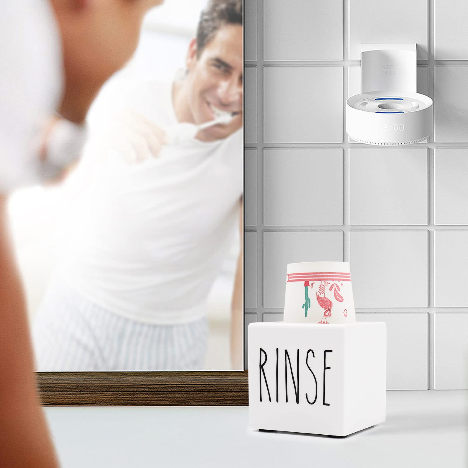 White Acrylic Dixie Cup Dispenser, Disposable Paper Cup Dispenser Storage Holder, 3/5 Oz Dixie Cup Holder, Bathroom Paper Cup Ri