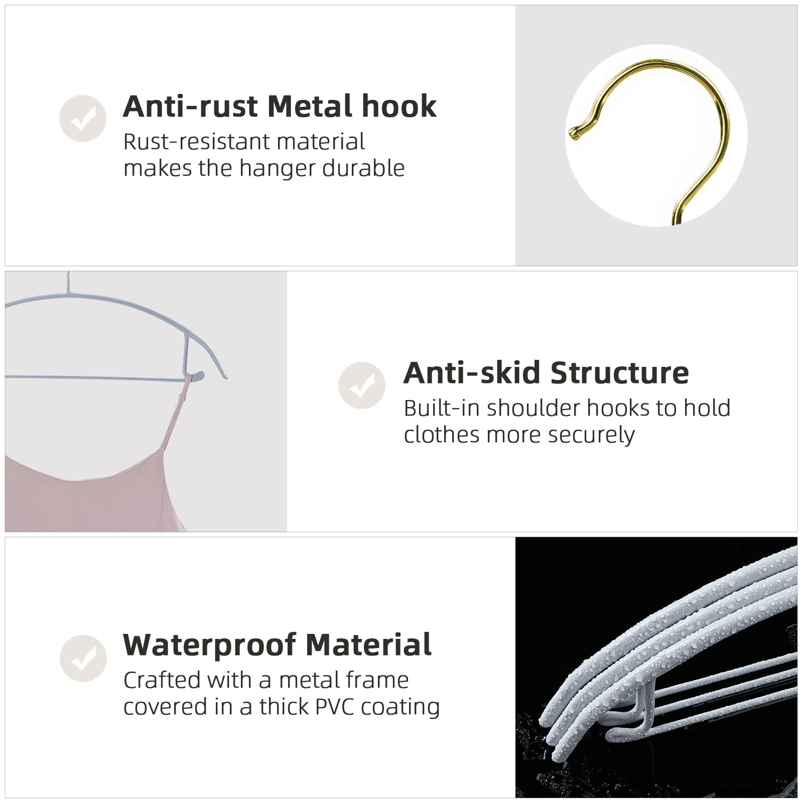 Mopall No Shoulder Bump Sweater Hangers 20 Pack Non Slip And Space Saving, Heavy Duty Clothes Hangers With Nano-Dipped Rubber Co