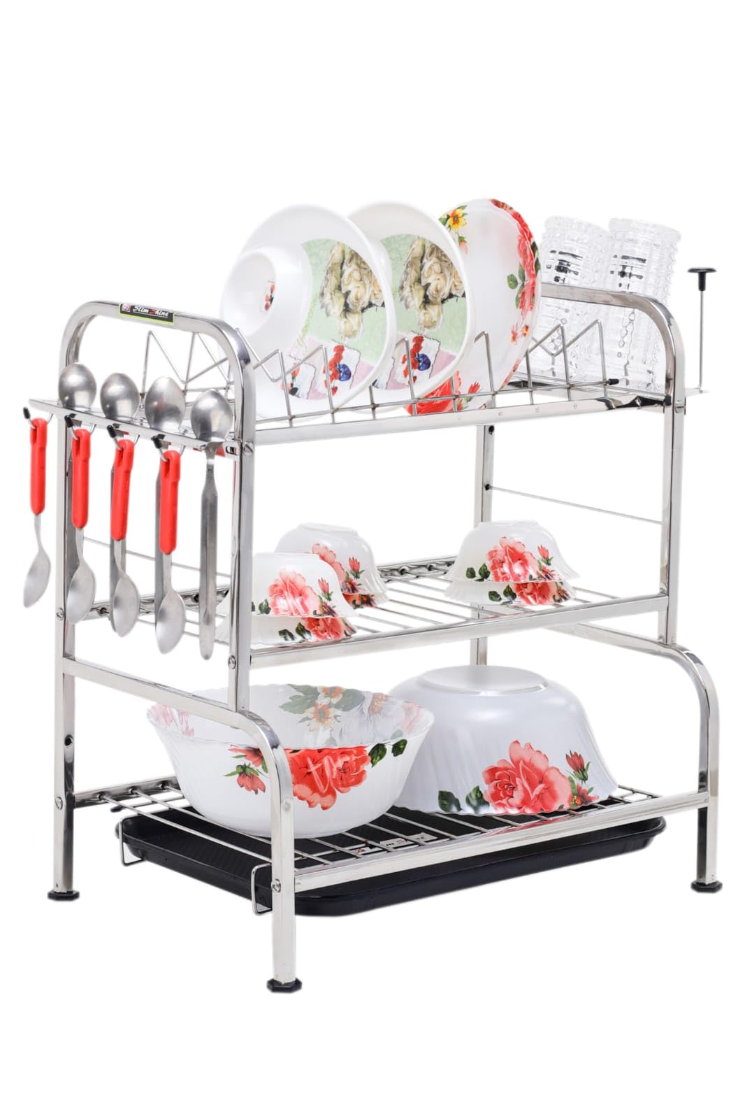 Slimshine Stainless Steel Dish Rack/Plate Cutlery Stand/Kitchen Utensils Rack/Modern Kitchen Storage Rack (20 X 18)
