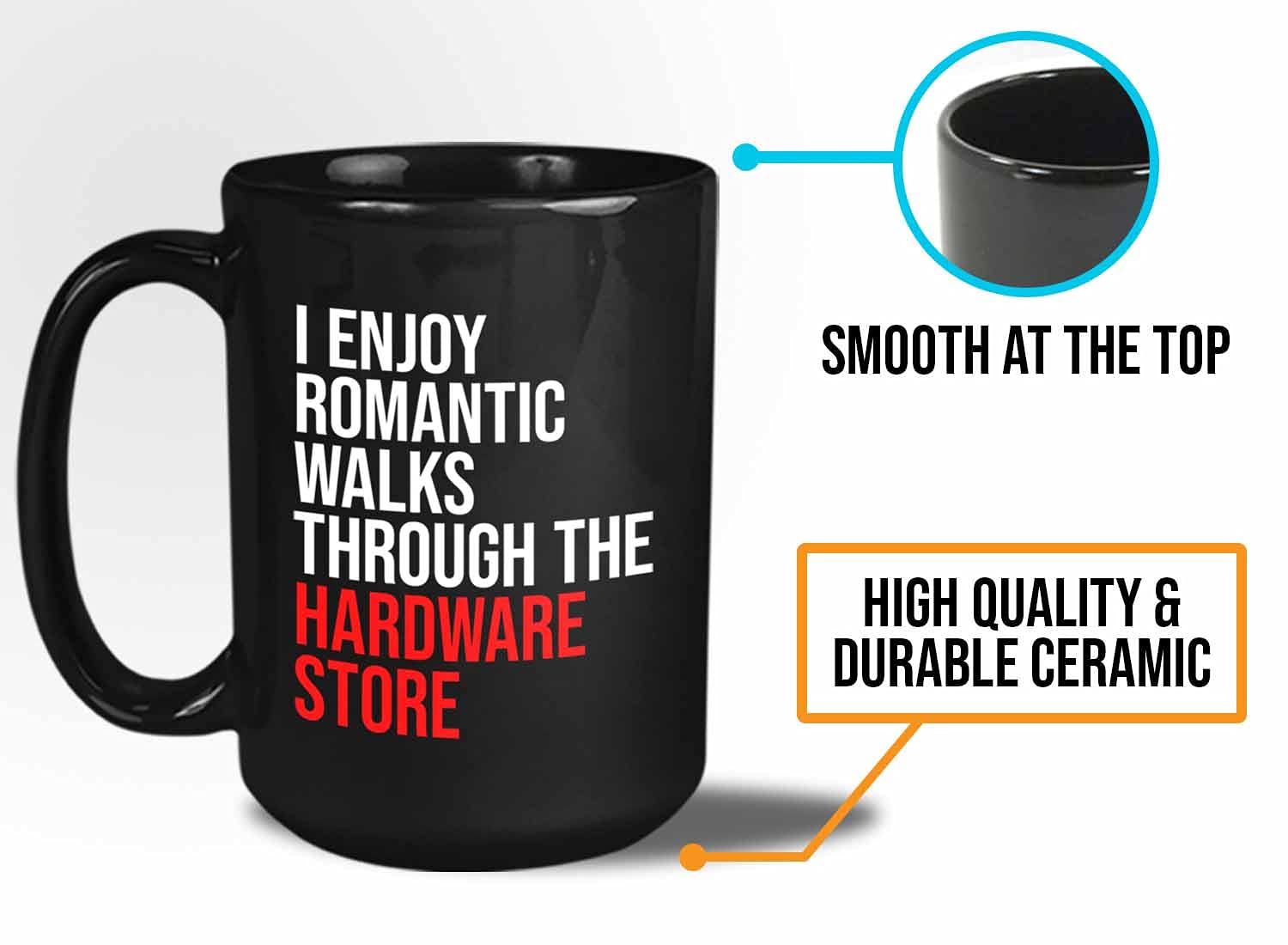 Mechanic Coffee Mug - I Enjoy Romantic Walks Through the Hardware Store - Car Husband Grandpa Dad Technician Tools Repair Machin