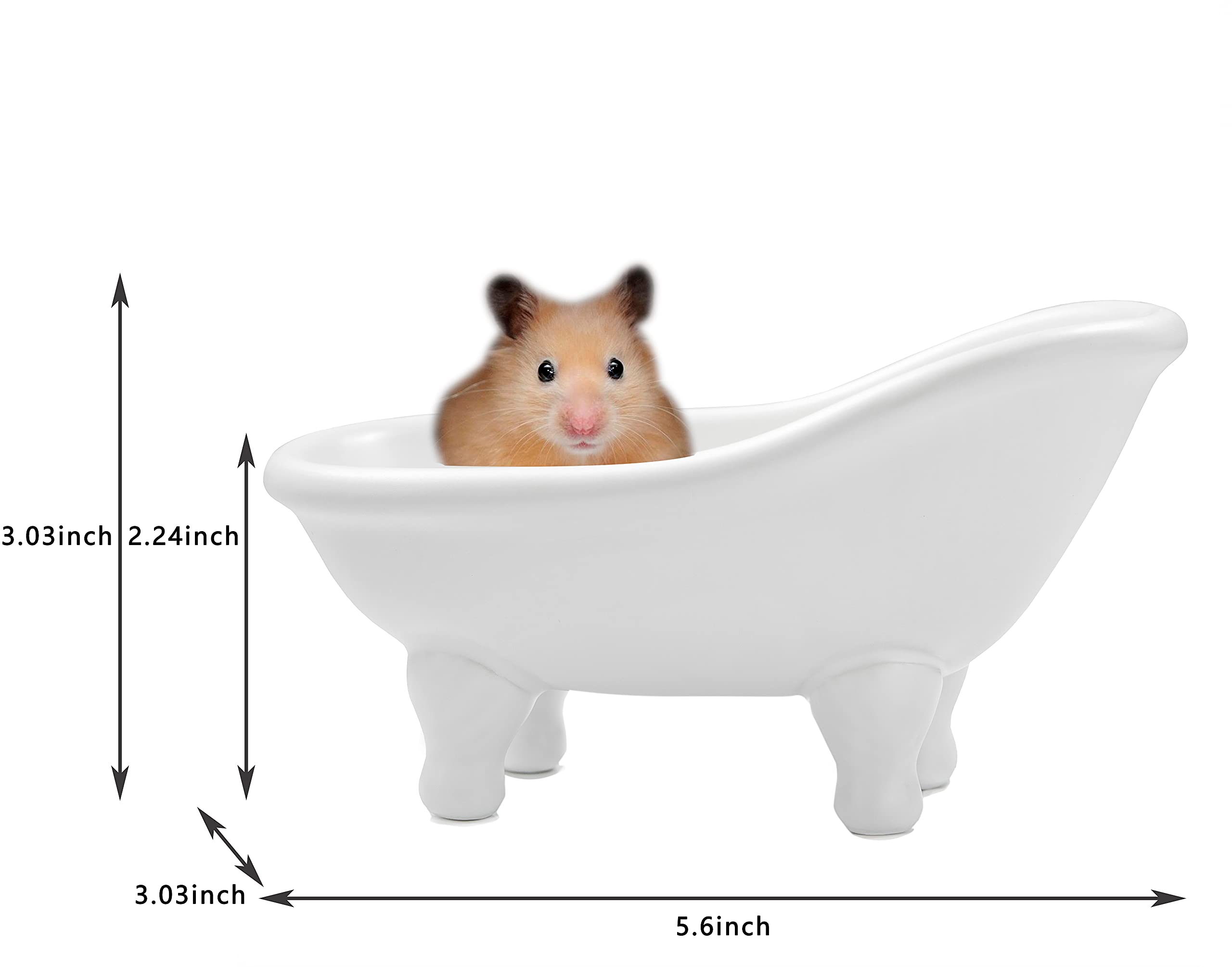 1Piece 5.6'' White Ceramic Mini Bathtub Soap Dish Small Planter Makeup Organizer Container Hamster Bathtub (White)