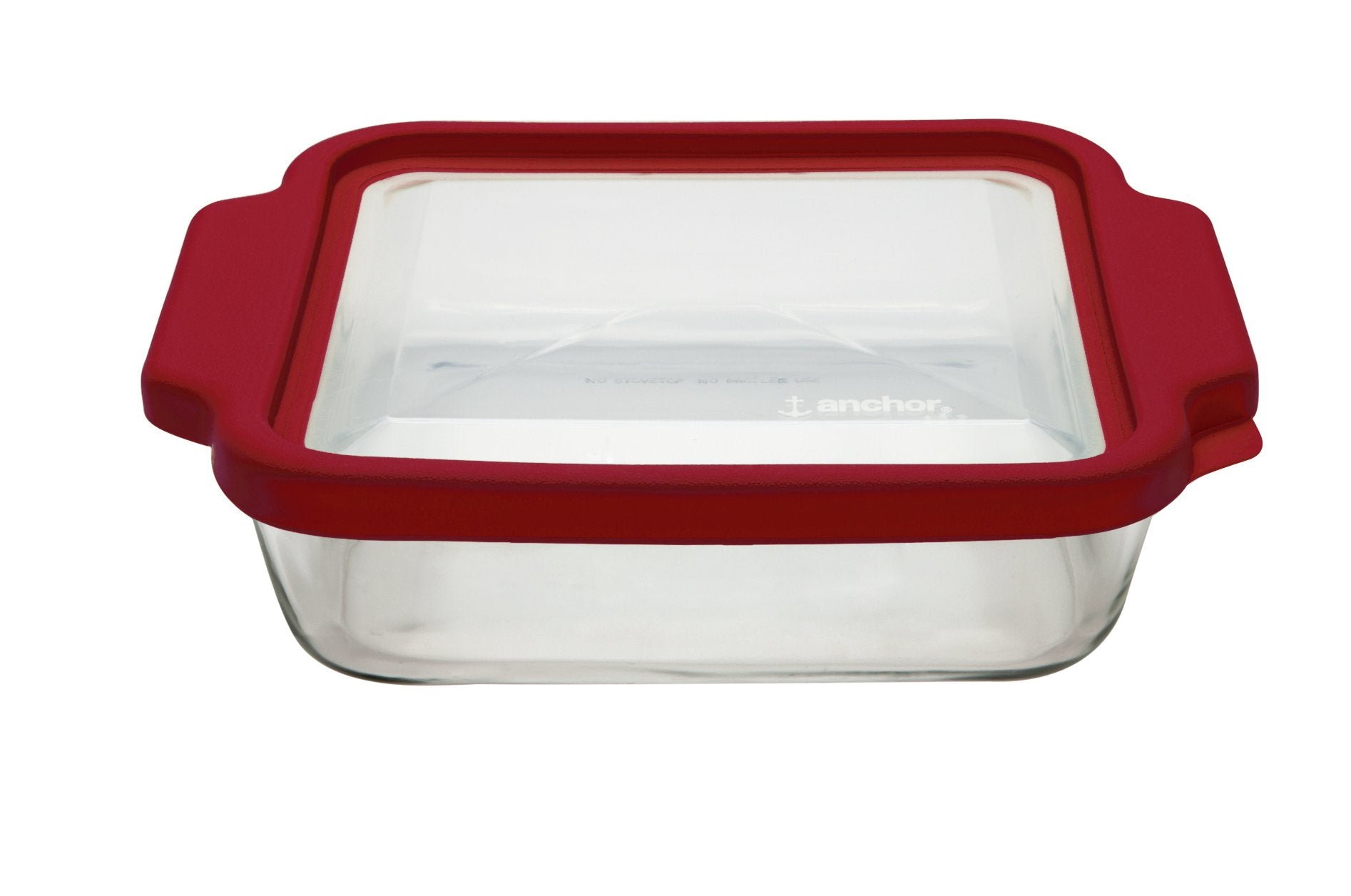 Anchor Hocking Square Cake Dish With Truefit Lid, 8-Inch, Cherry