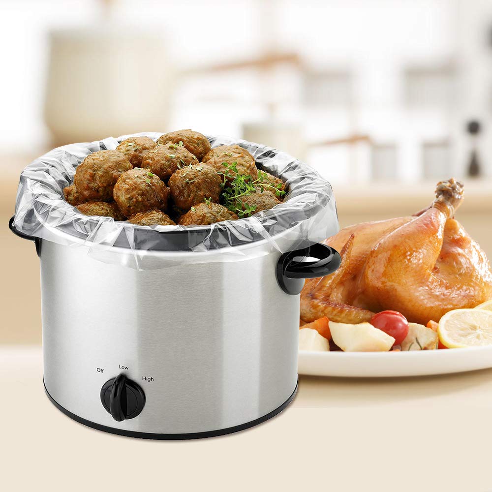 Wrapok Slow Cooker Liners Kitchen Disposable Cooking Bags Bpa Free For Oval Or Round Pot, Small Size 11 X 16 Inch, Fits 1 To 3 Q