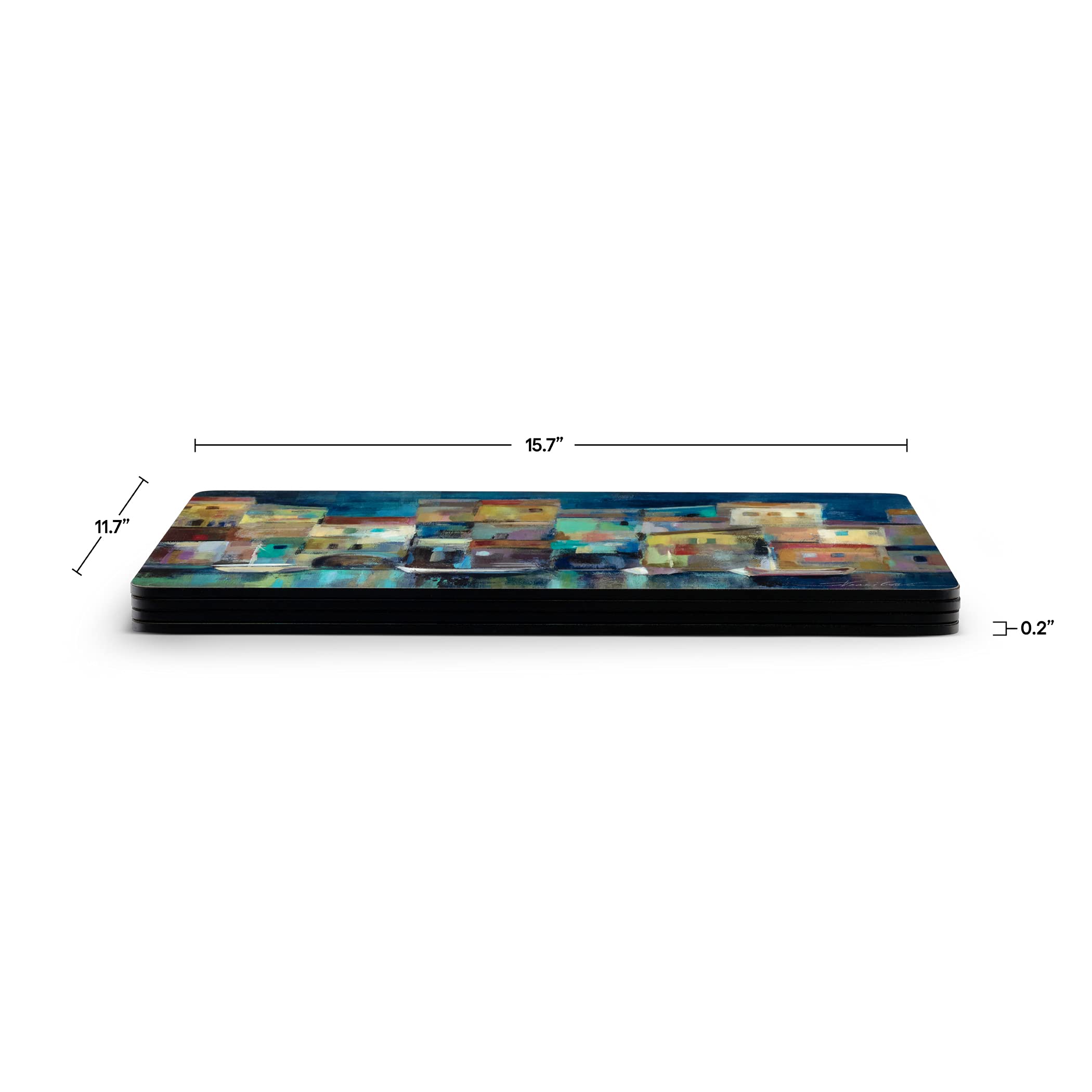Pimpernel Evening Port Collection Placemats | Set Of 4 | Heat Resistant Mats | Cork-Backed Board | Hard Placemat Set For Dining