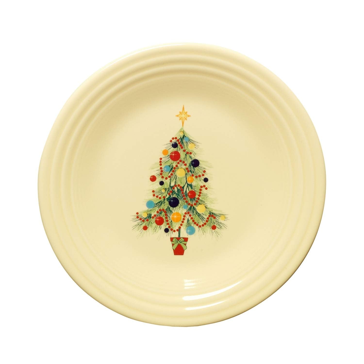 Homer Laughlin Fiesta 9-Inch Luncheon Plate, Ivory Christmas Tree Design, Model 4659051