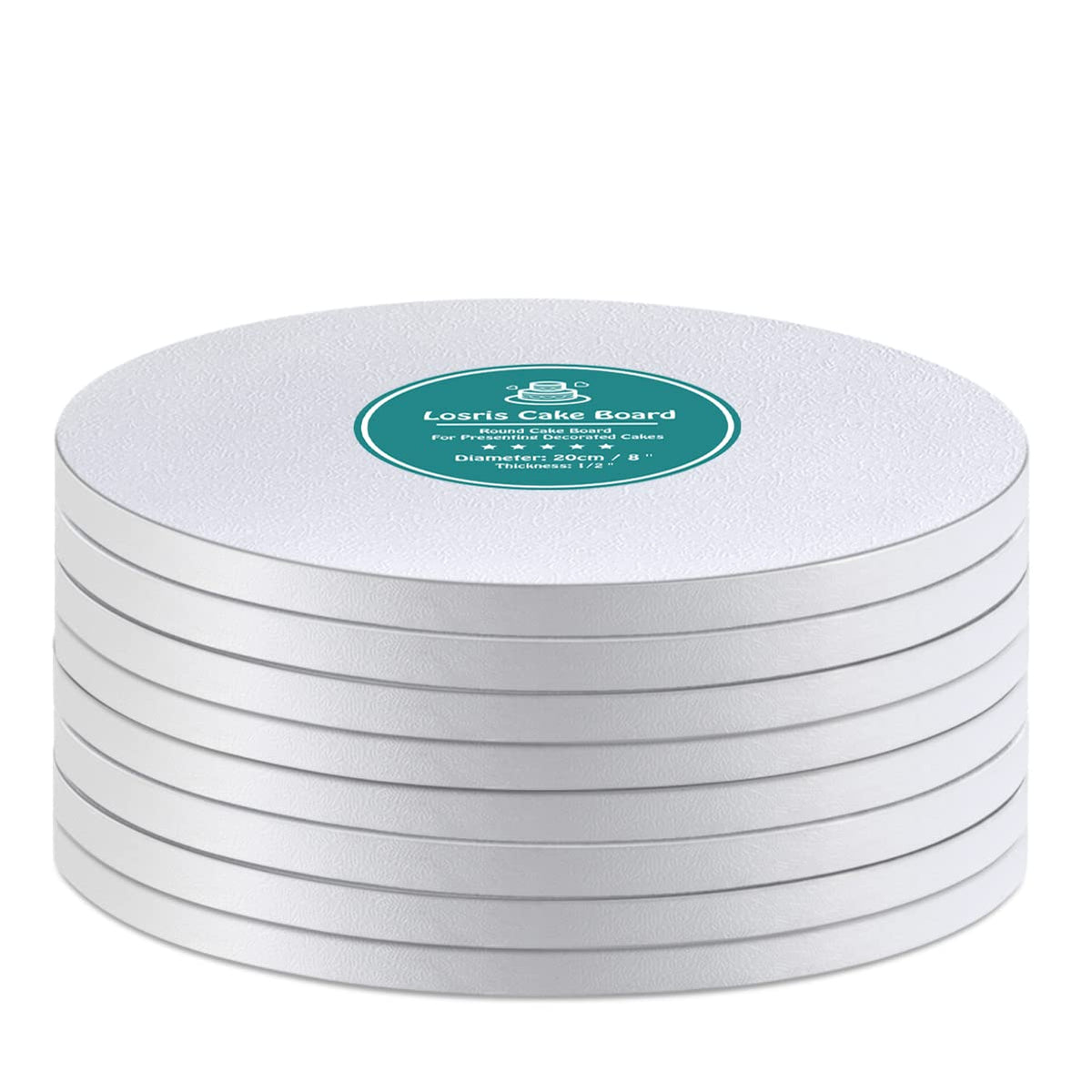 White Cake Drums Round 14 Inch Cake Boards With 1/2-Inch Thick Smooth Edges For Multi Tiered Birthday Wedding Party Cakes Drum B