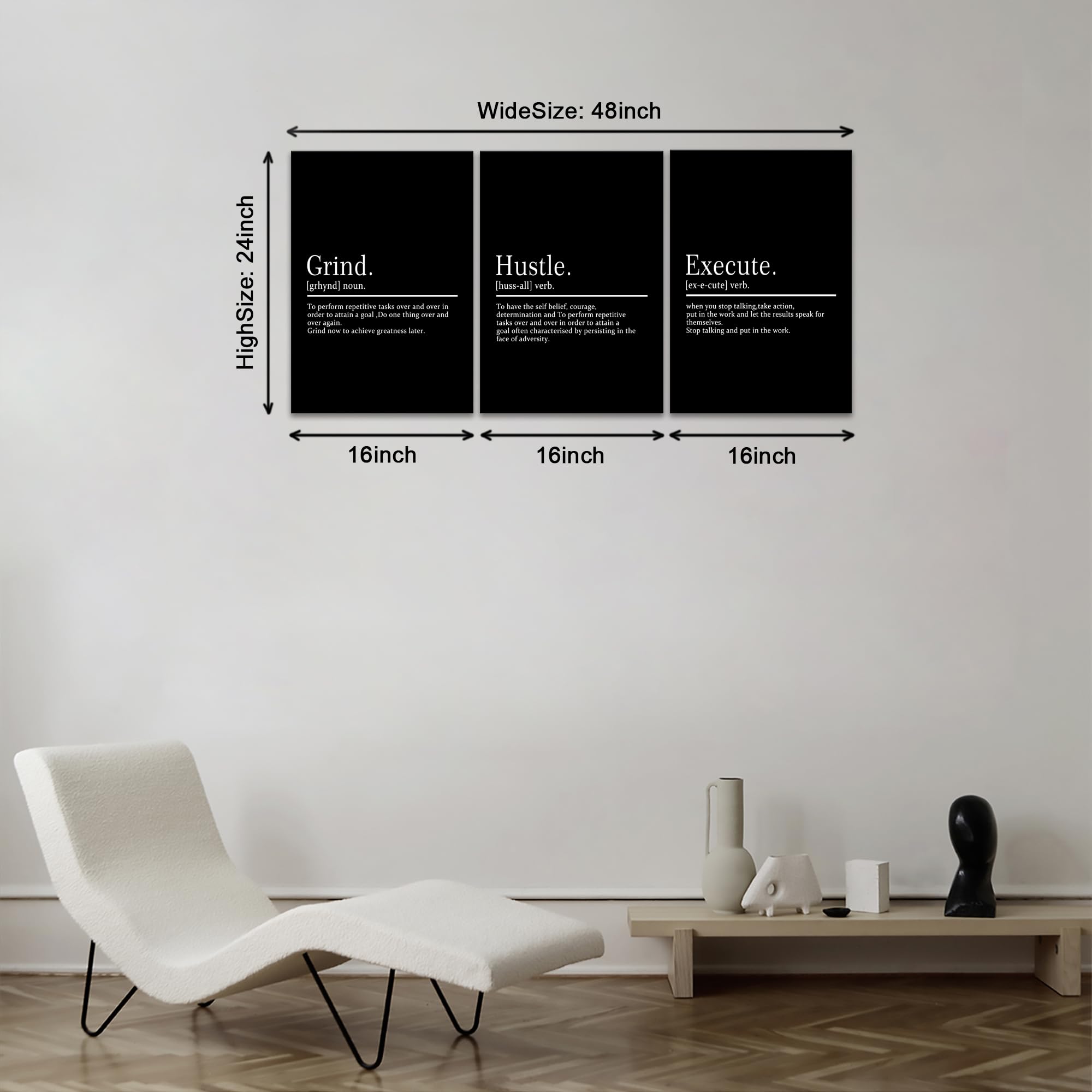 Kawahone Framed Motivational Entrepreneur Poster, Grind Hustle Execution Inspirational Wall Art Featuring Success And Positive Q