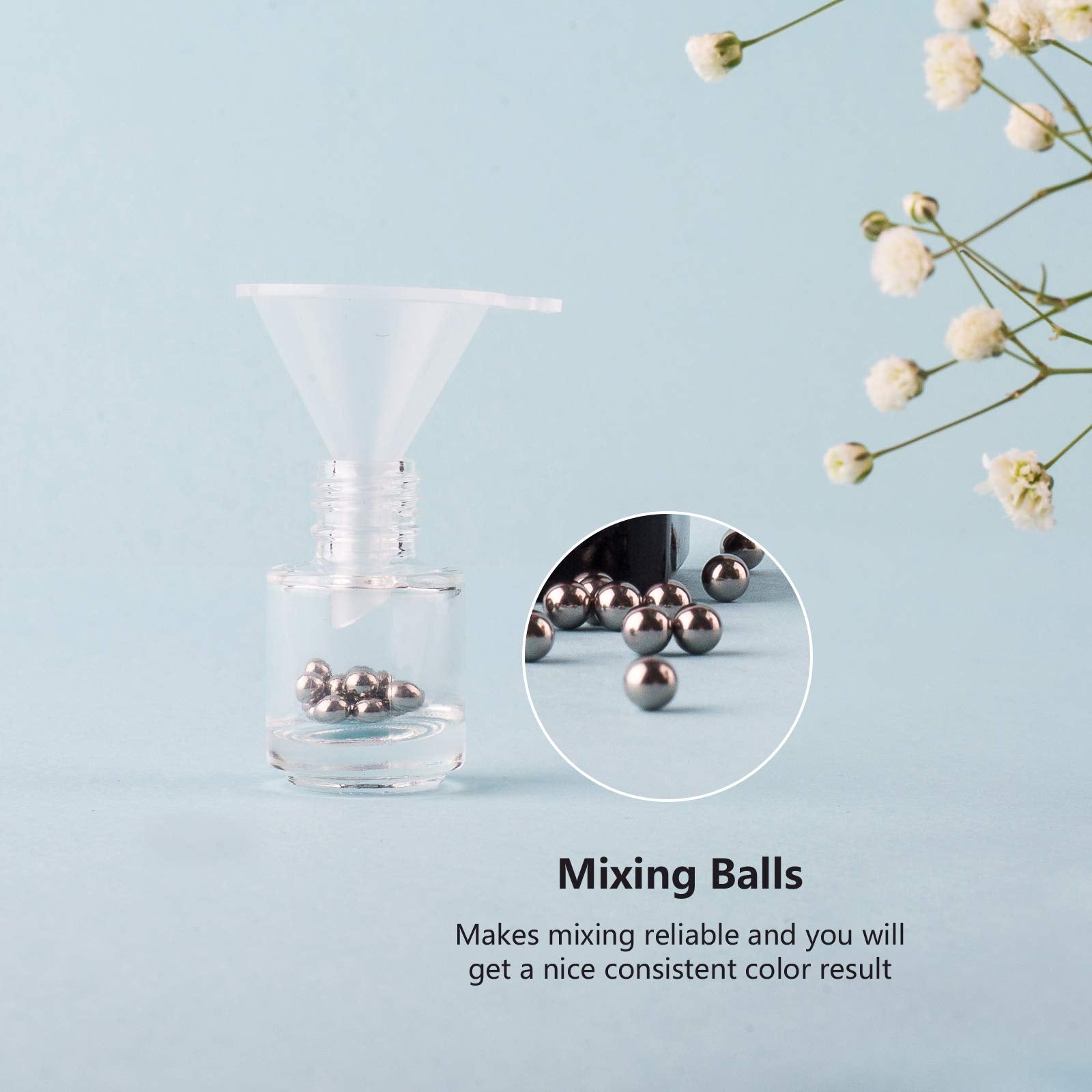Gther 20Pcs Empty Nail Polish Bottles, Clear Glass Refillable Bottles Container With Brush Cap & Funnel & Mixing Balls For Nail