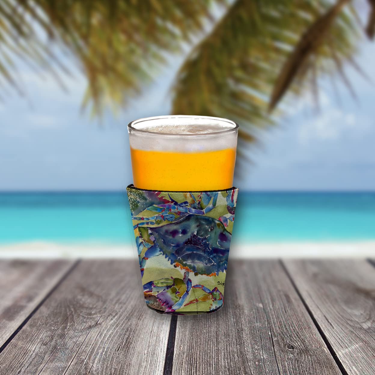 Crab All Over Red Solo Cup Beverage Insulator Hugger