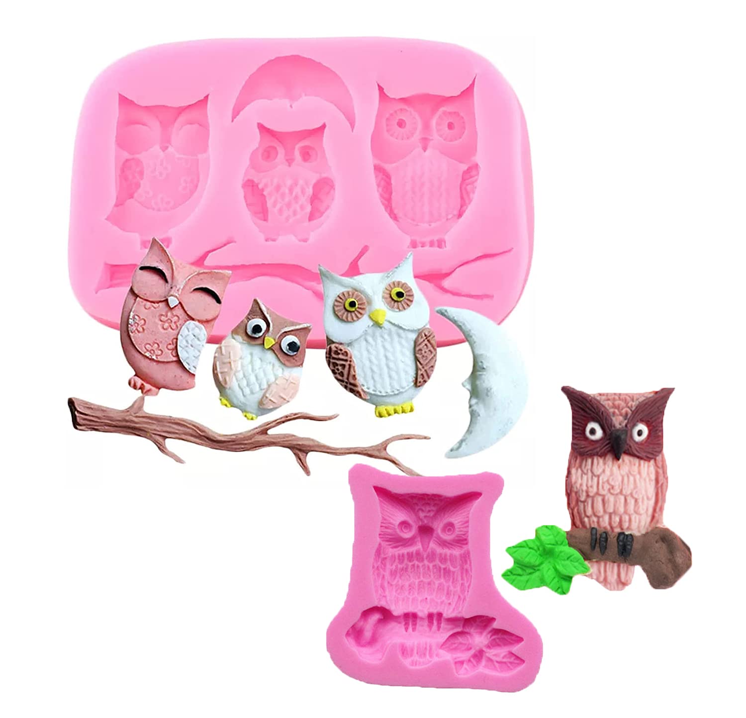 Cestony Owl And Moon Silicone Molds For Diy Cake Fondant Biscuit Cookies Soap Sugar Pudding Chocolate Hard Candies Dessert Candl