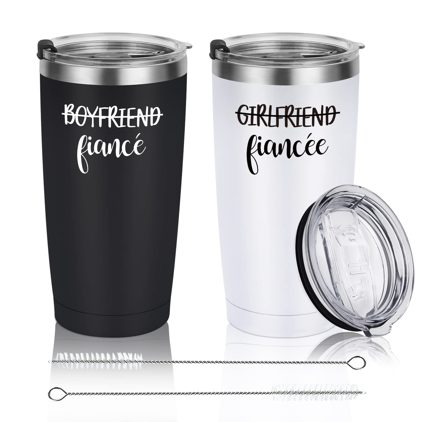 Engagement Gifts For Couples, Boyfriend And Girlfriend Travel Tumbler Set, Engaged Anniversary Ideas For Couples Fiance Fiancee