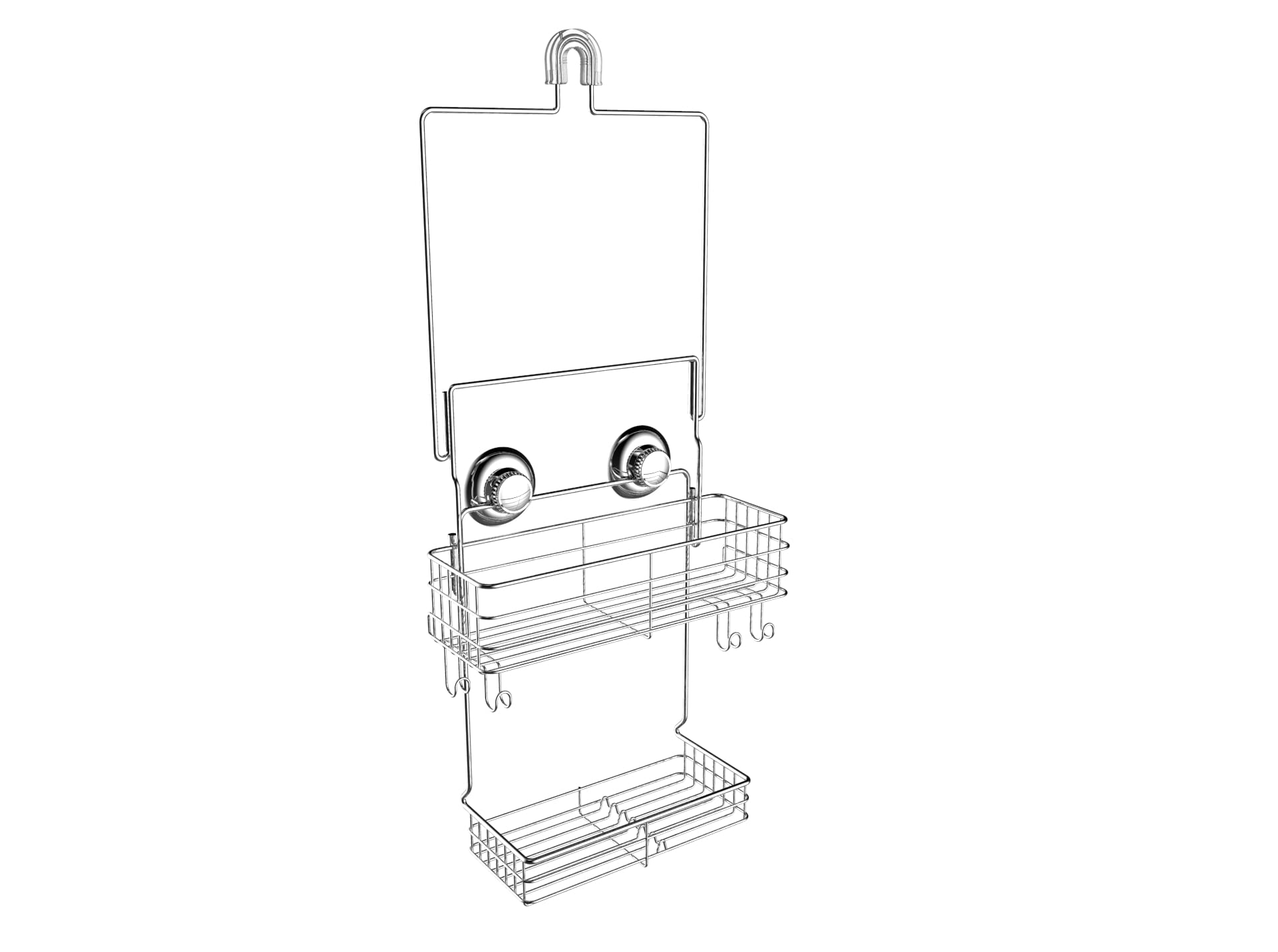 Gecko-Loc Extra Long Wide Adjustable Length Over The Showerhead Hanging Shower Caddy Organizer - Stainless Steel Bathroom Caddie