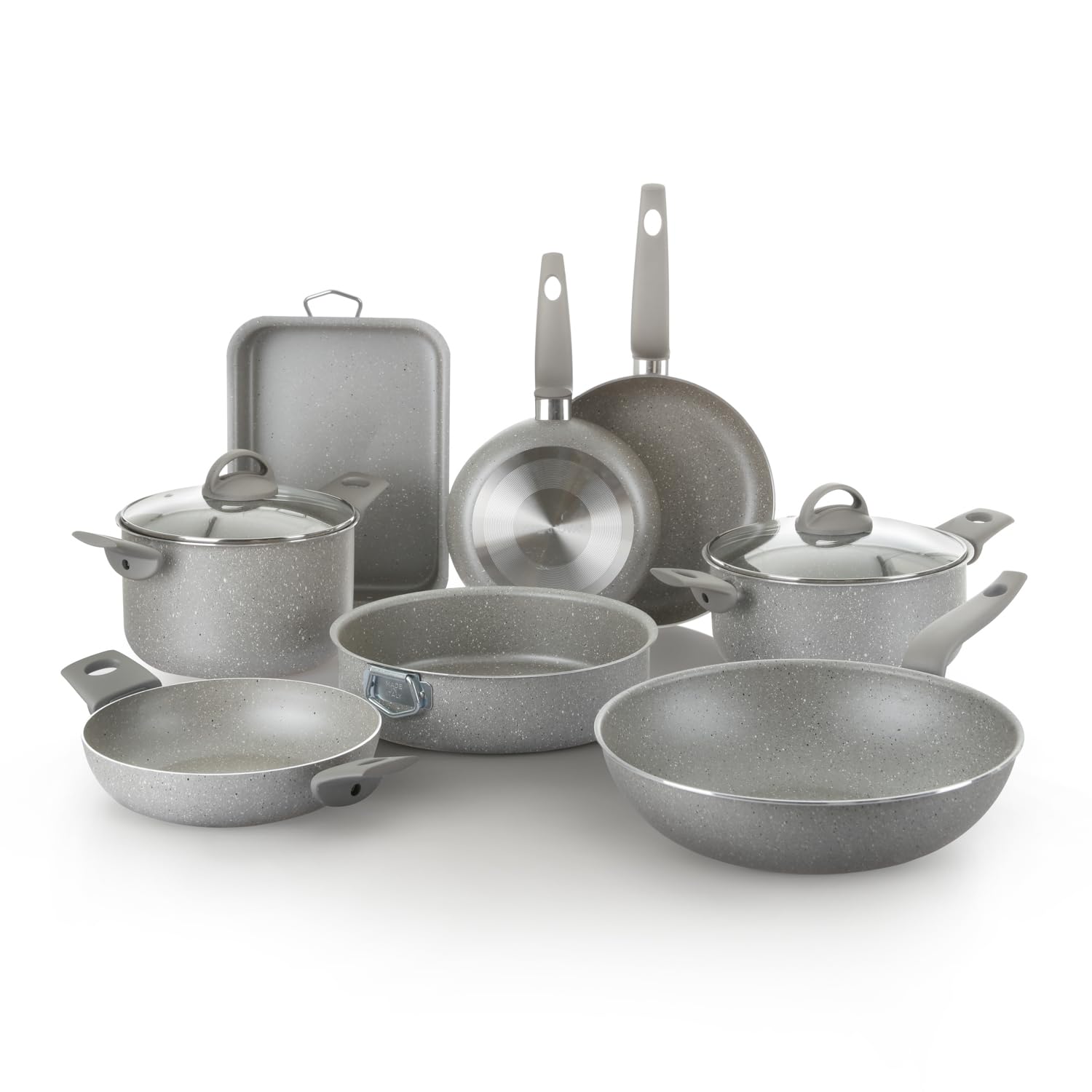 KASANOVA Traditional Stovetop Cookware Set, 10Piece NonStick Cookware Set with Lid, Healthy Fast and Smooth Cooking, Made in I