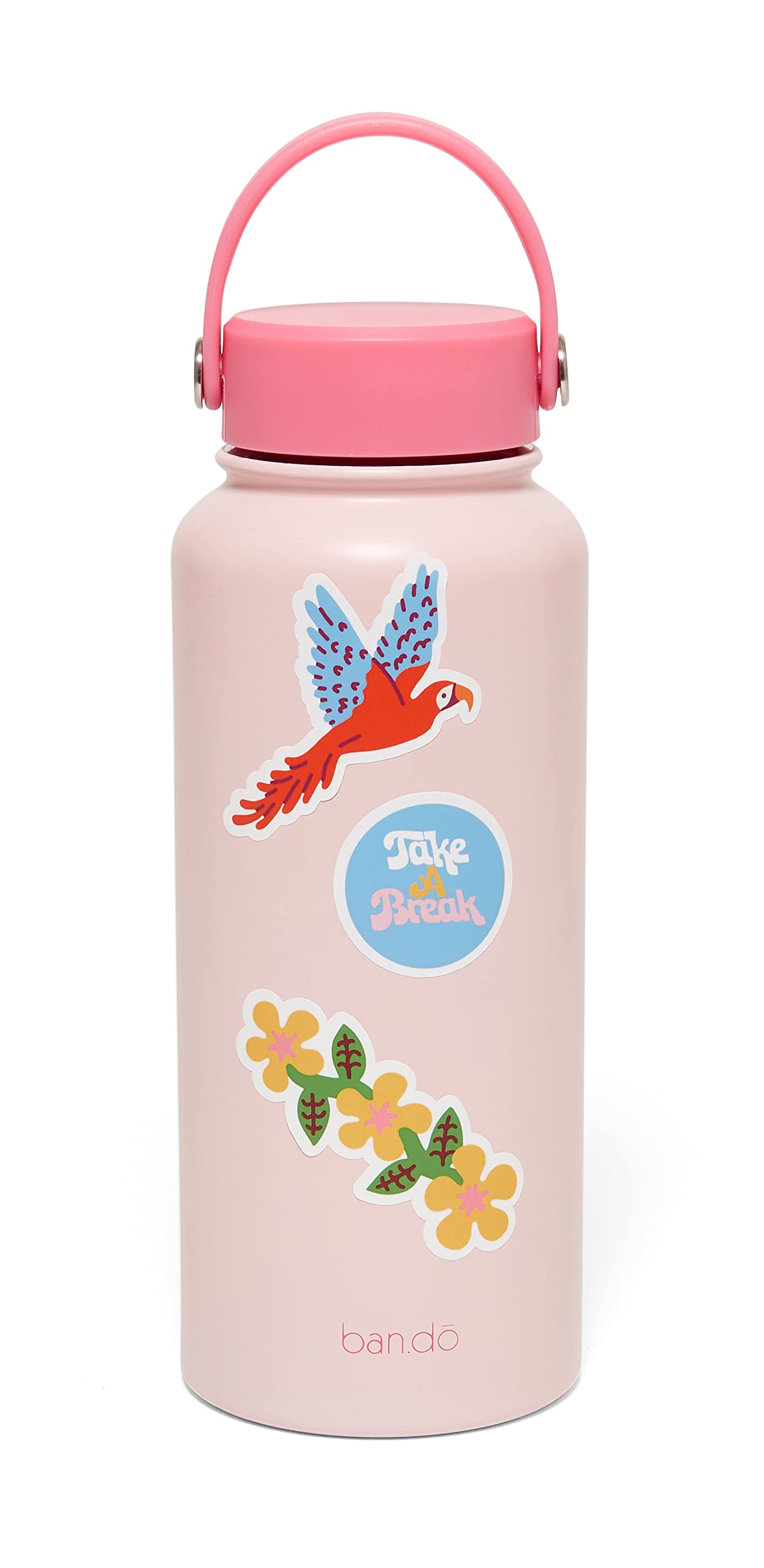 Ban.Do Large Water Bottle With Waterproof Sticker Pack, Stainless Steel Double Wall Tumbler, 33 Oz Insulated Metal Water Bottle