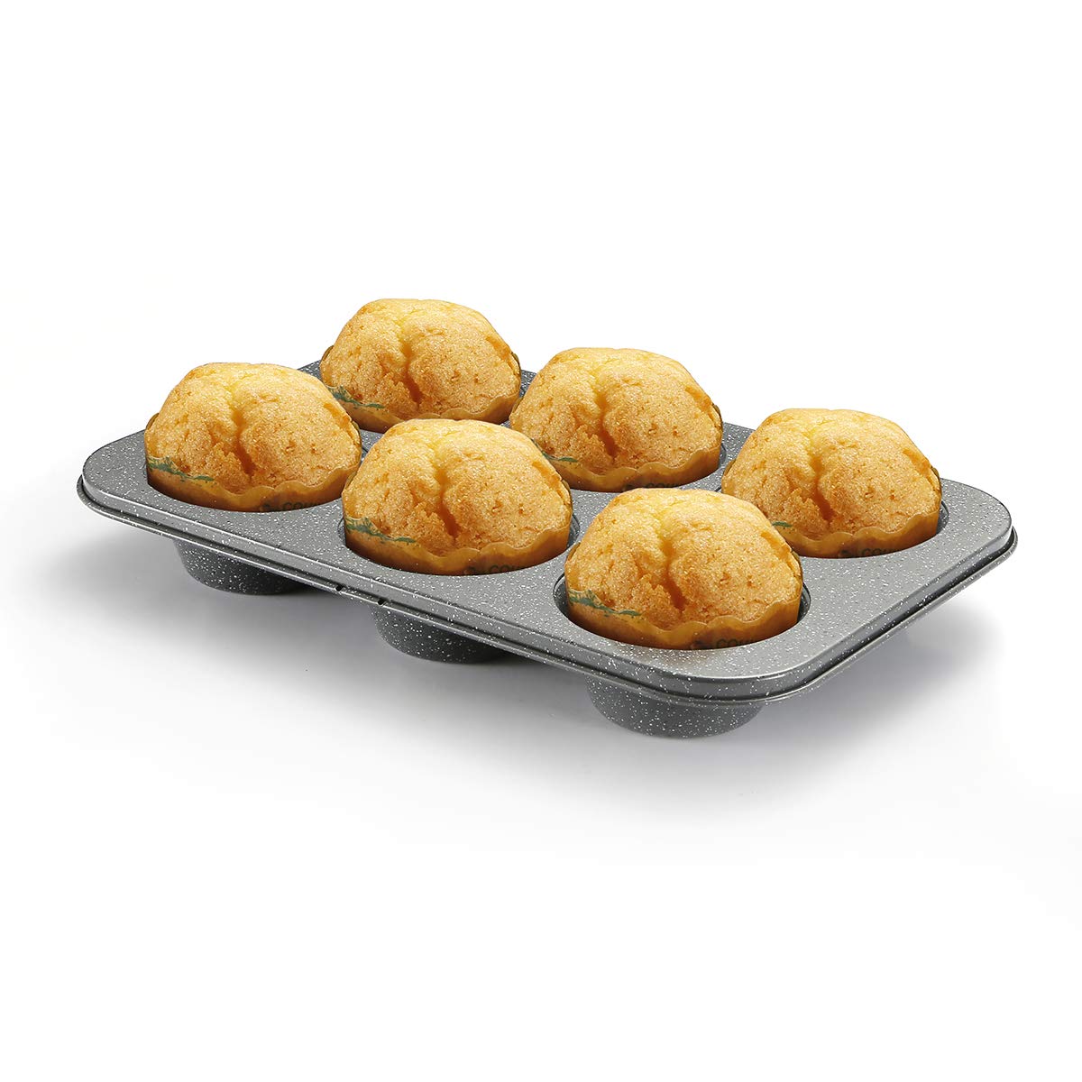 Monfish Large Muffin Pan Jumbo Cupcake Tin Grey Stone Finish Non Sticking 3.5X1.75 Inch Cup