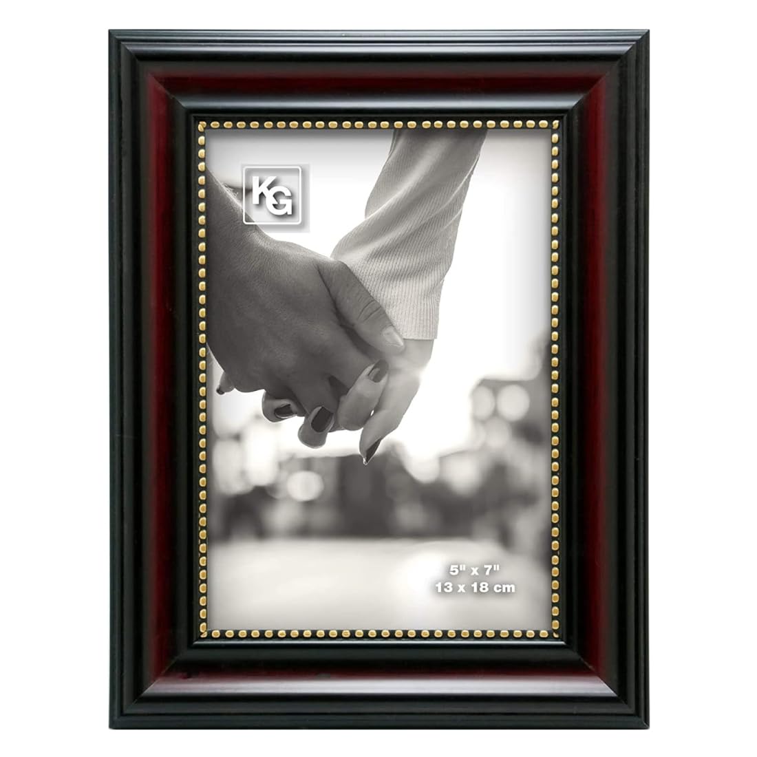 kieragrace Classic Traditional Lucy Picture Frame with Gold Beads, 5 x 7, Dark Brown