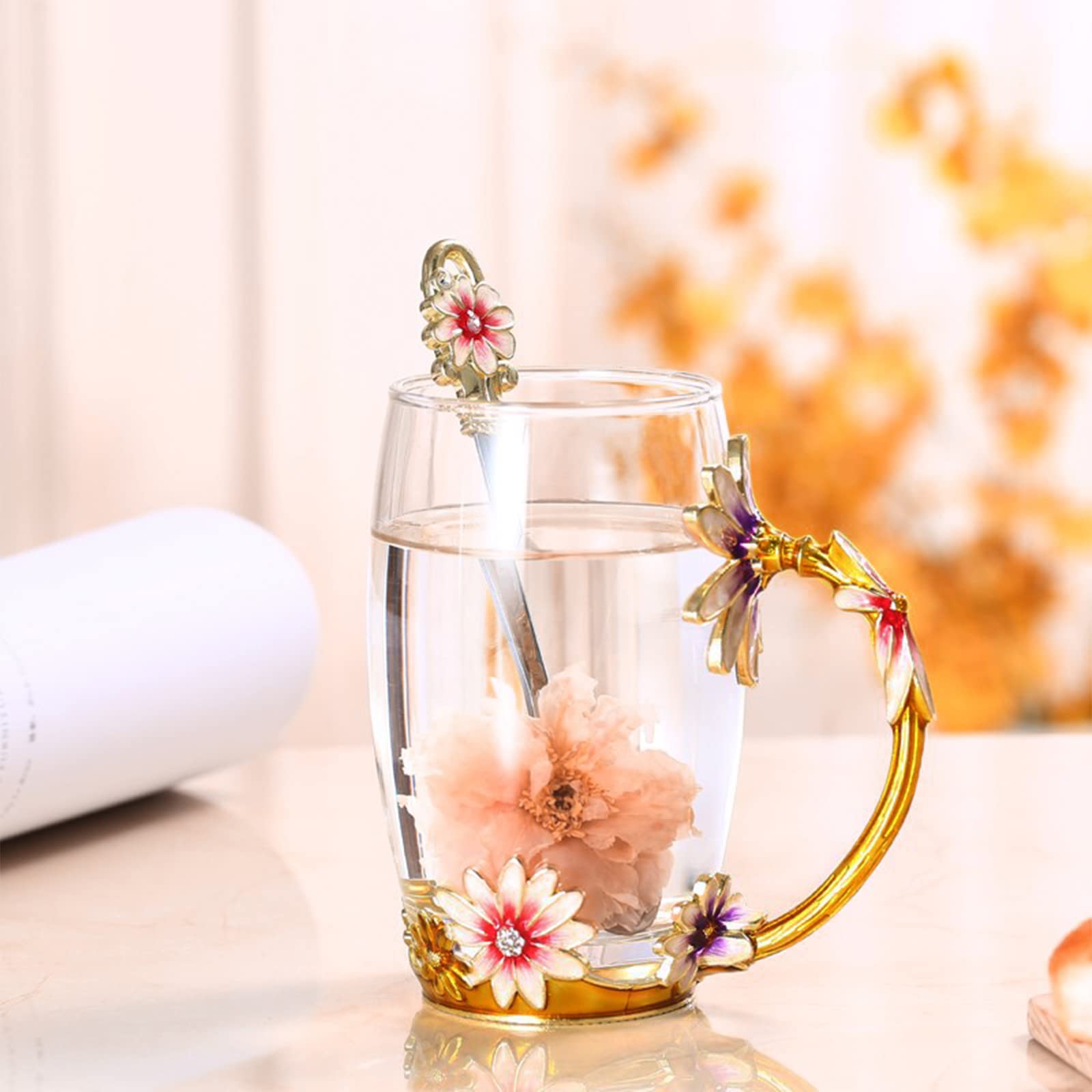 Oeago Purple Gifts For Women Mom Valentines Mothers Day Glass Coffee Enamels Mug Best Birthday Flower Gifts For Her From Daughte