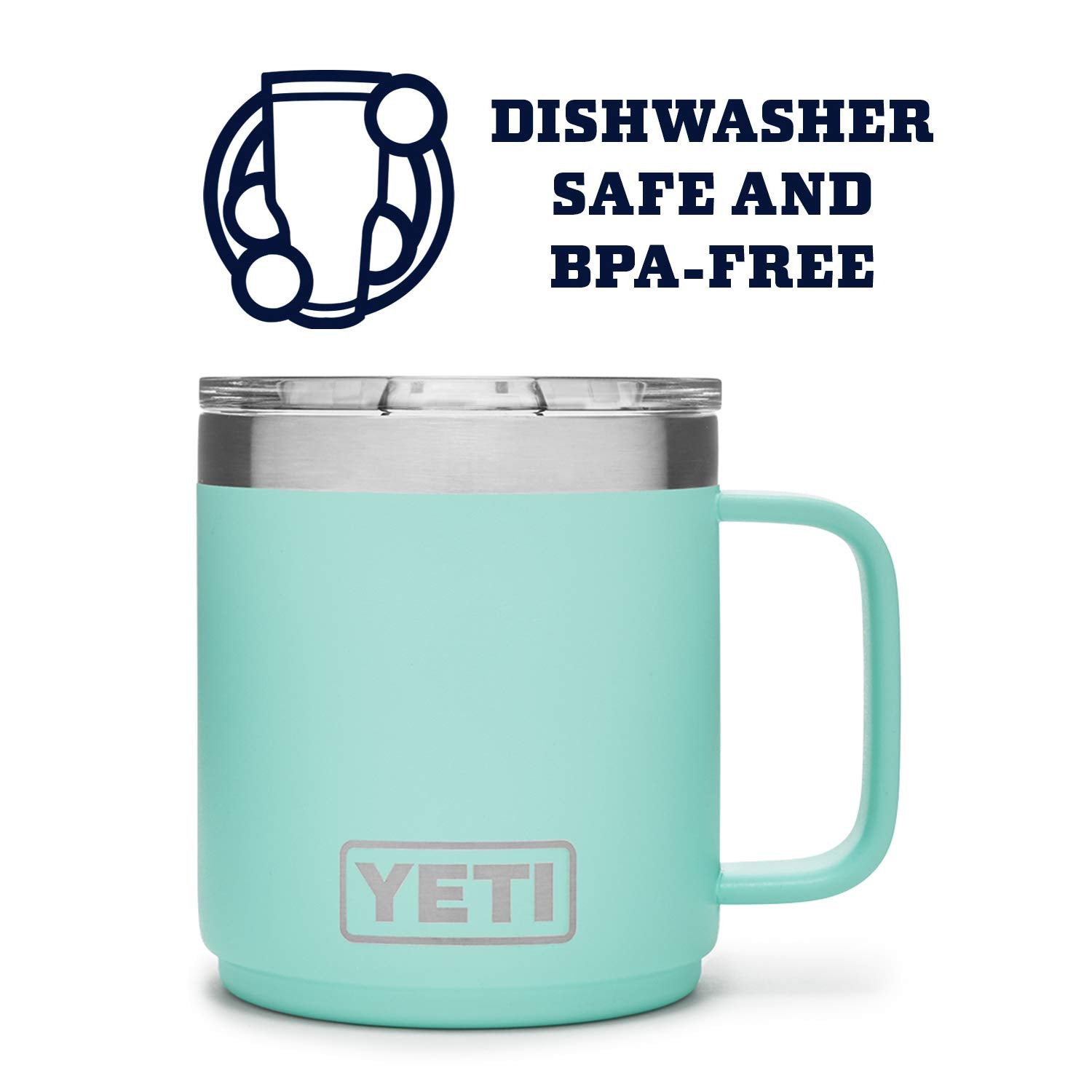 Yeti Rambler 10 Oz Stackable Mug, Vacuum Insulated, Stainless Steel With Magslider Lid, Seafoam