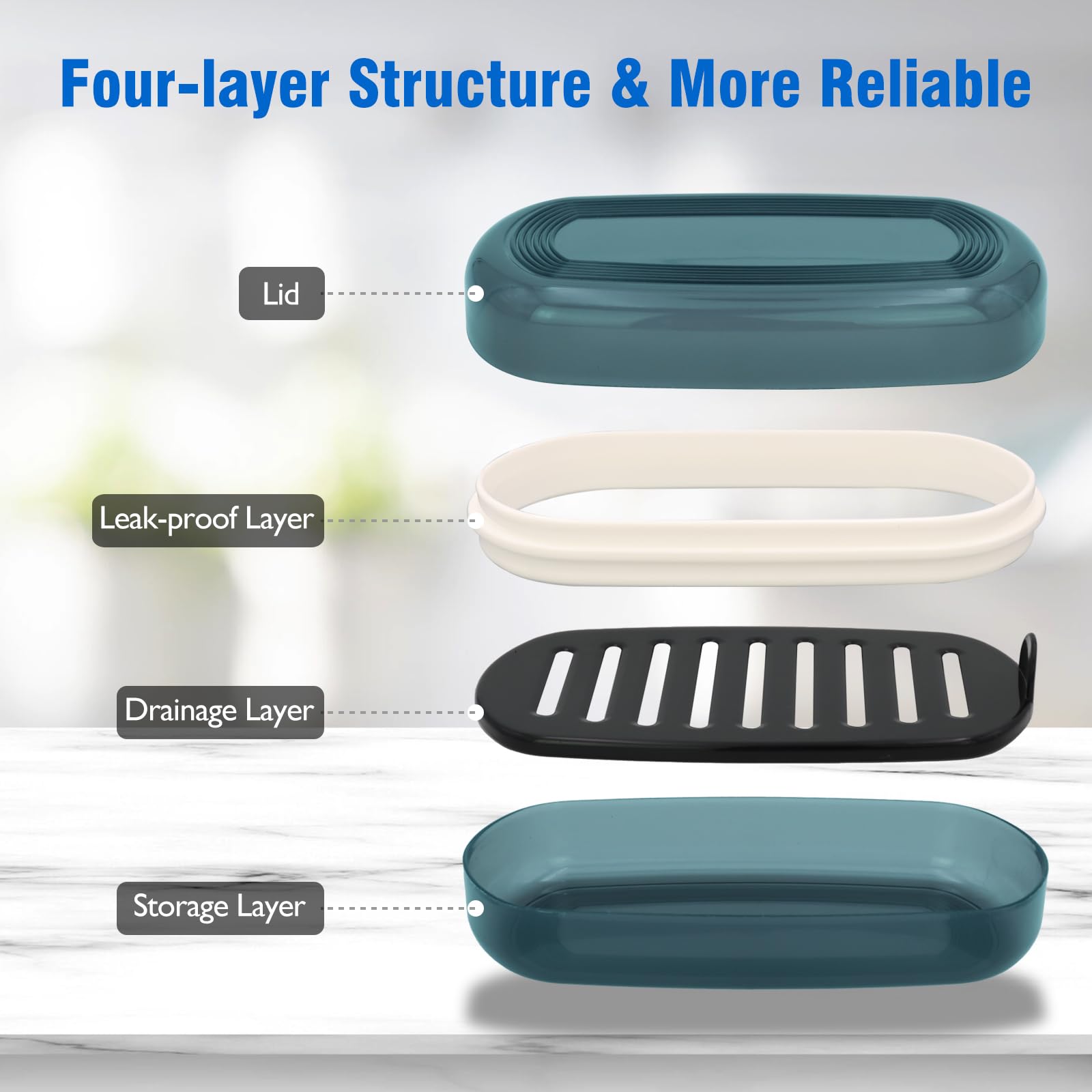 Aimaiaimai Shampoo Bar Holder, Travel Soap Container, Large Soap Box, Soap Dish With Draining Layer, Soap Case For Bathroom, Tra