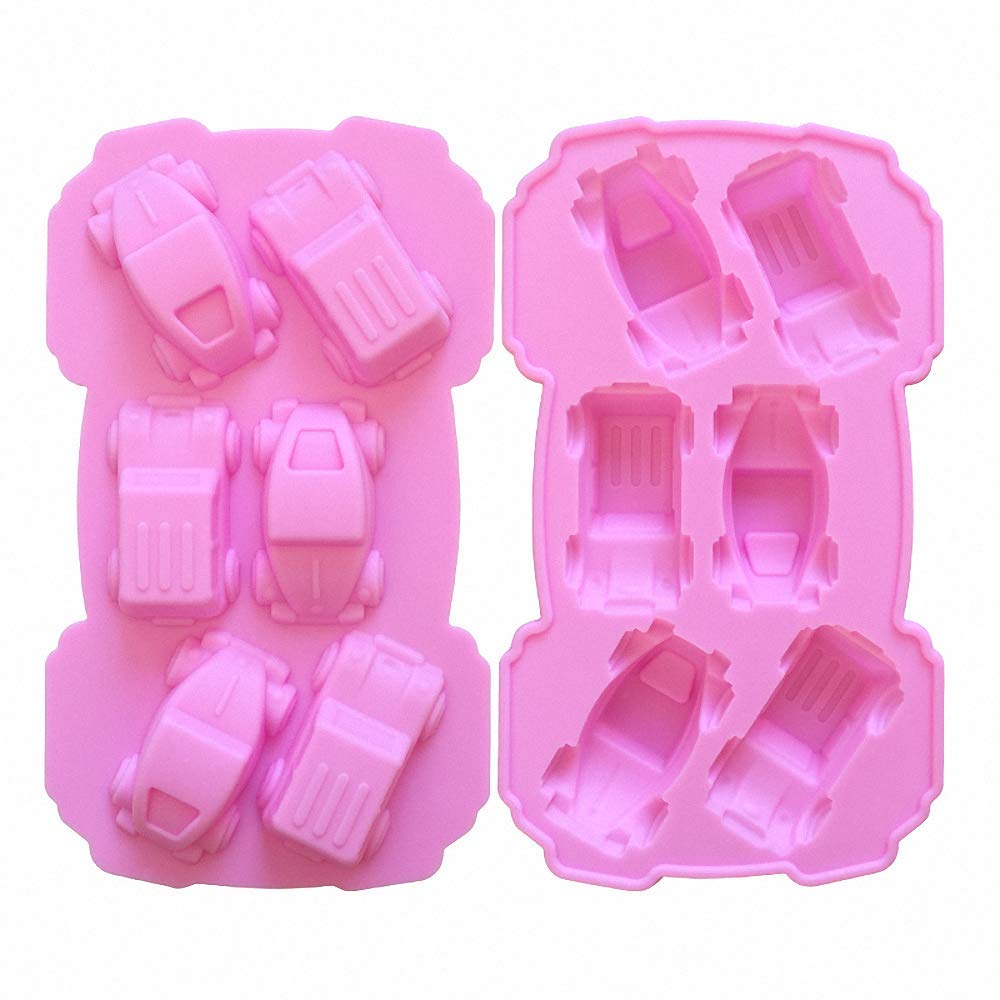 3Pcs Car Silicone Chocolate Candy Molds Auto Gummy Jello Mold Mini Cake Baking Mold Soap Crayon Melt Mold Ice Cube Trays (Random