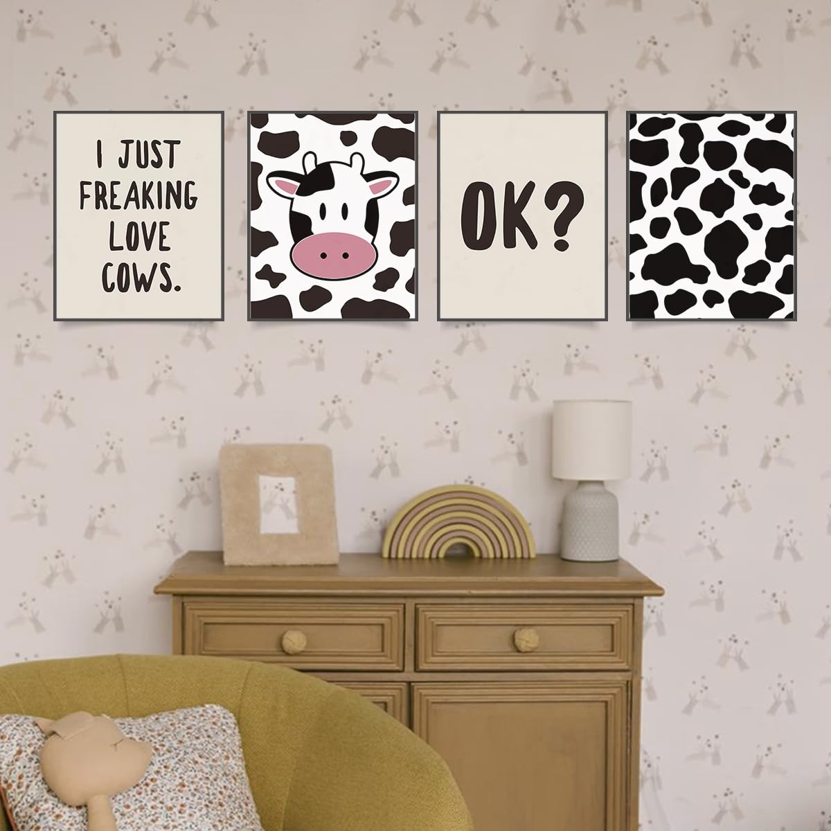 Plkmn I Just Freaking Love Cows Ok Posters Printing Wall Decor,Cow Decor,Farmhouse Cute Funny Cow Themed Wall Art Prints Decor F