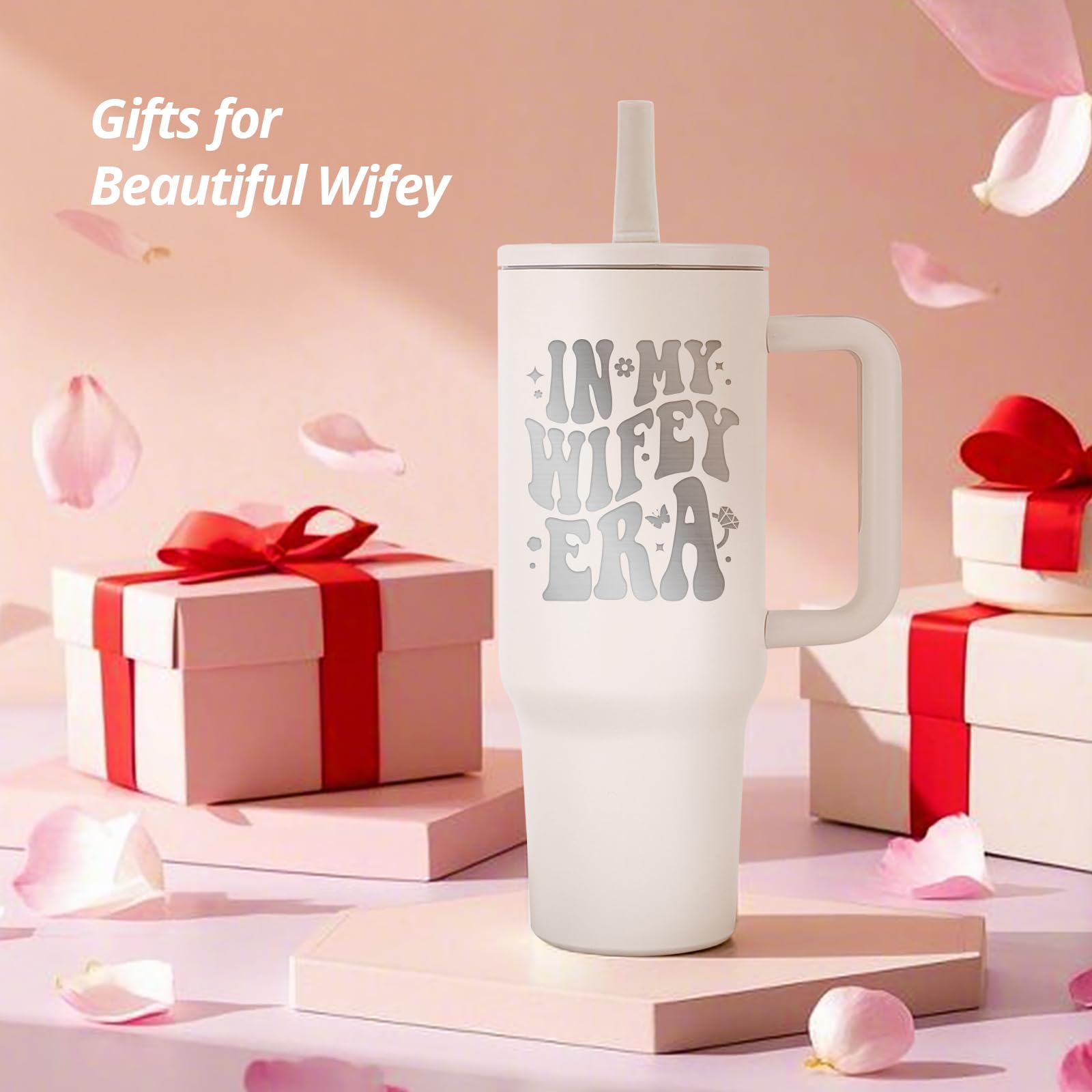 JETIKON Bridal Shower Gifts for Bride In My Wifey Era 40oz Tumbler with Lids Straws Bride Wifey Cup Bride Gifts Bachelorette Gif