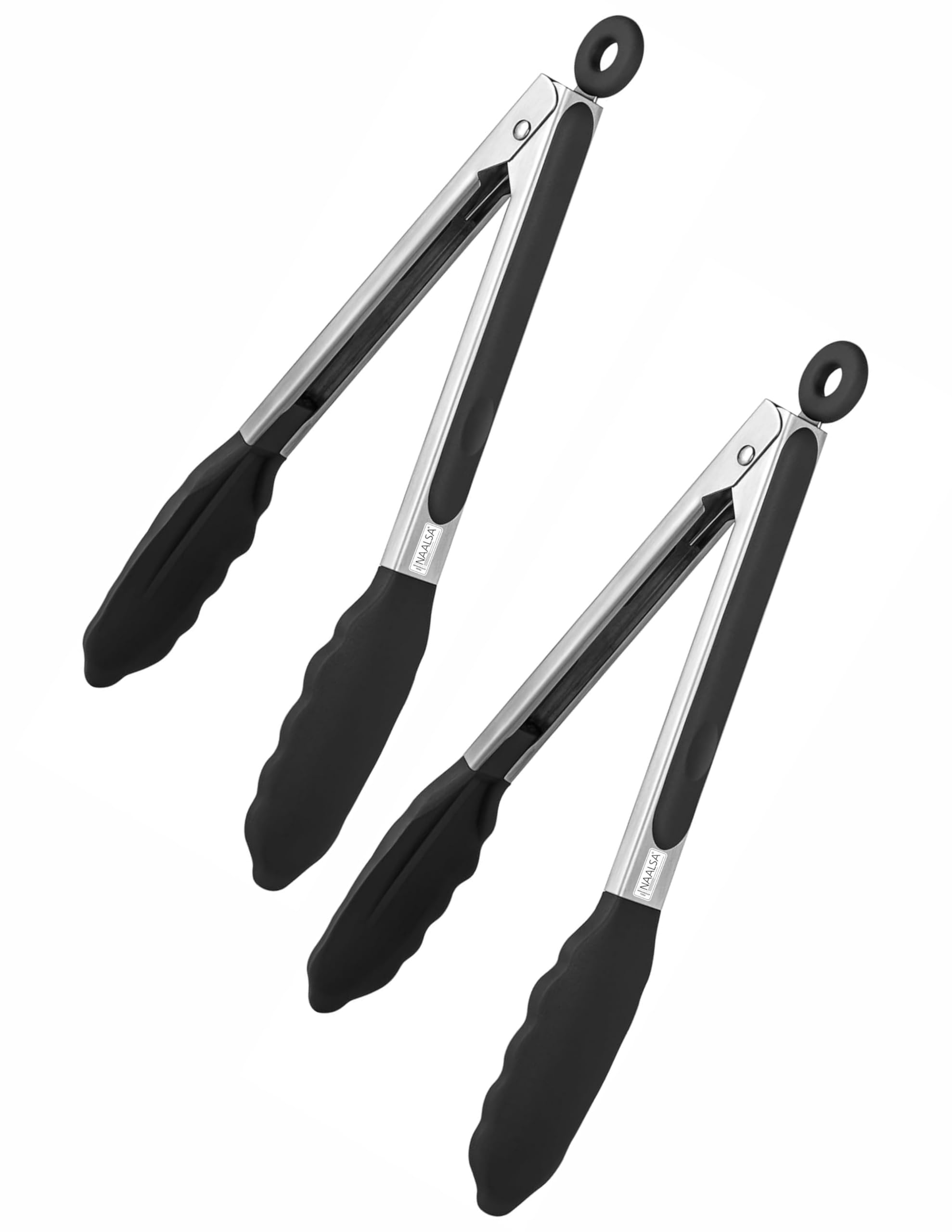 Naalsa Grab 2Pc Silicone Food Tongs For Kitchen, Barbeque And Serving - 9 Inch - 1 Year Warranty - Fda Approved Silicone, 315C H