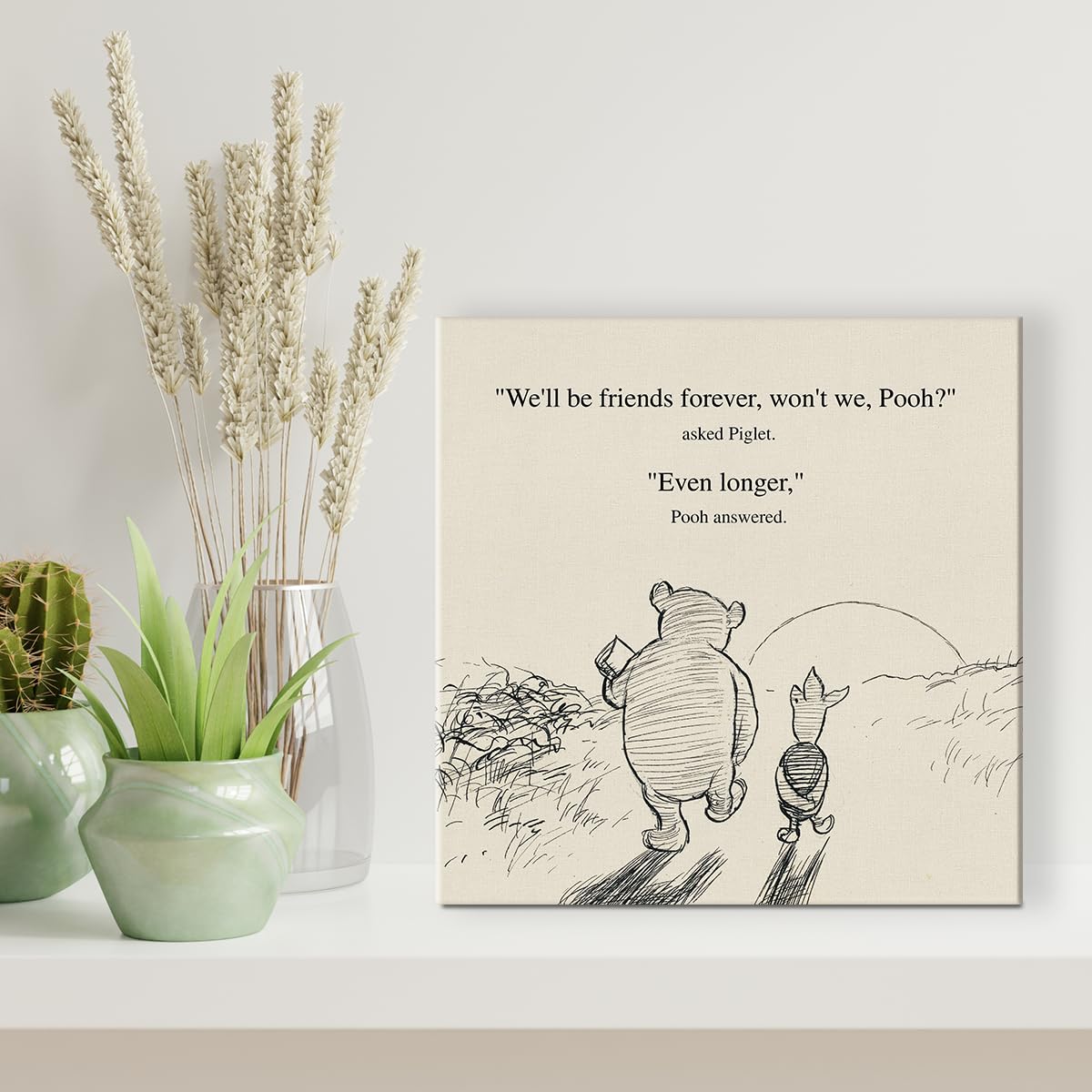 Classic Winnie The Pooh Friendship Quote Wall Art Decor Retro We'Ll Be Friends Forever Sayings Canvas Painting Pictures Framed P