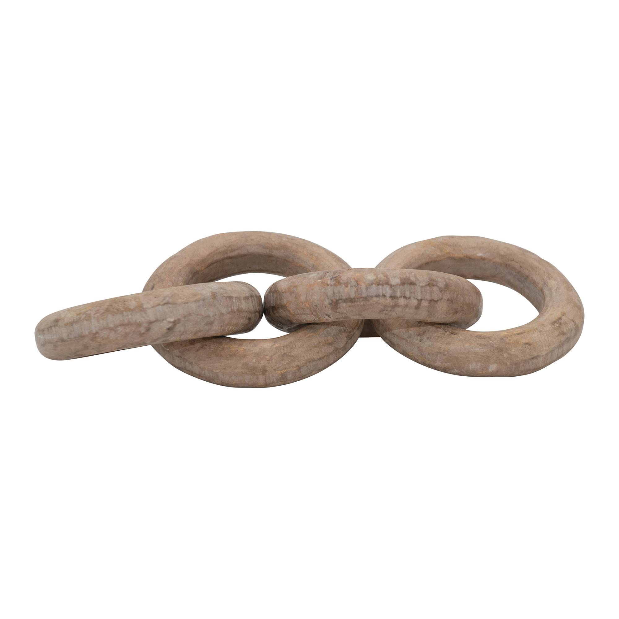 Creative Co-Op Mango Wood Carved Chain, 4 Rings D  Cor, Natural