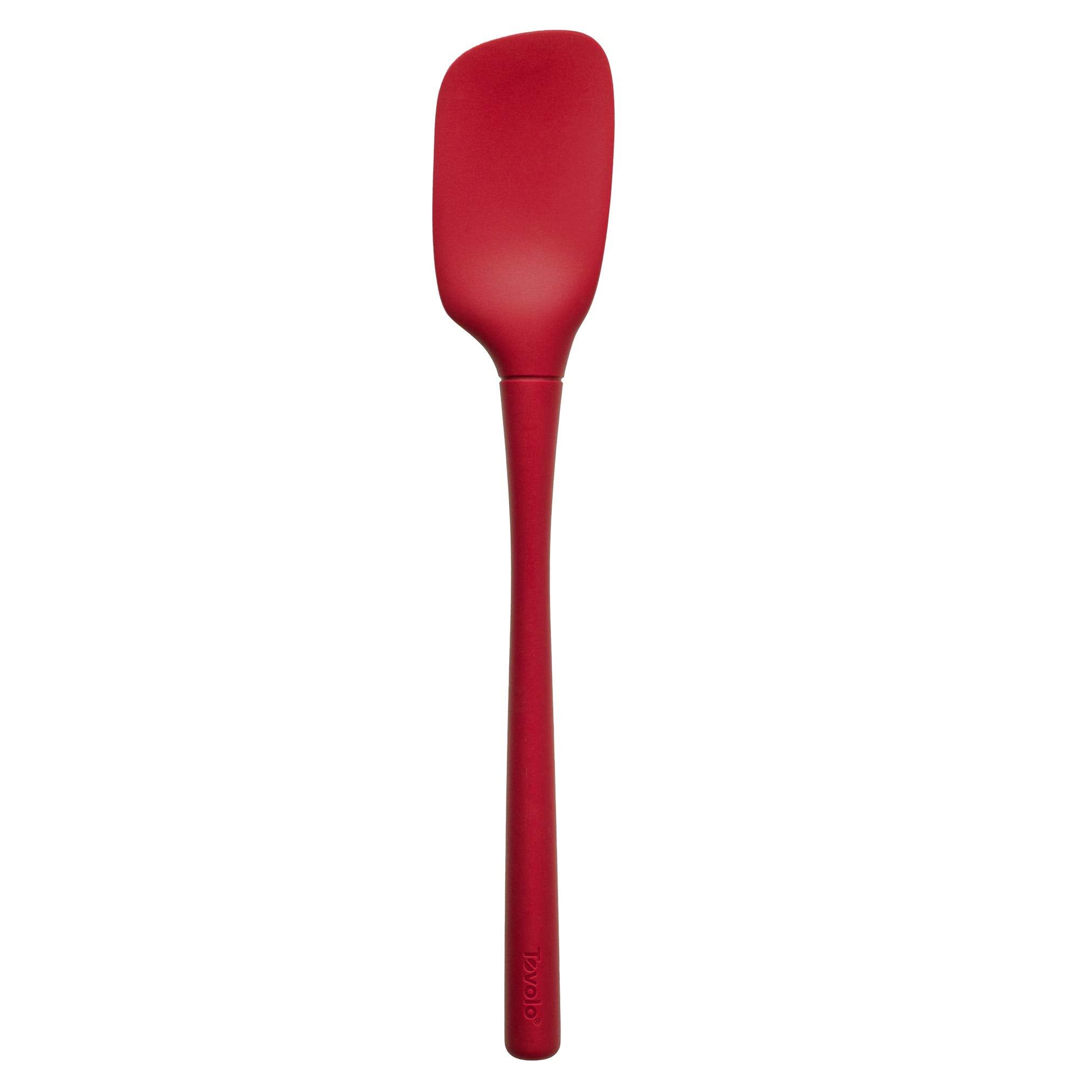 Tovolo Spoon Spatula Spoonula All Silicone Ergonomic Handle Grip Cayenne Red, Silicone Scoopula Kitchen Utensil Non Scratch Easy