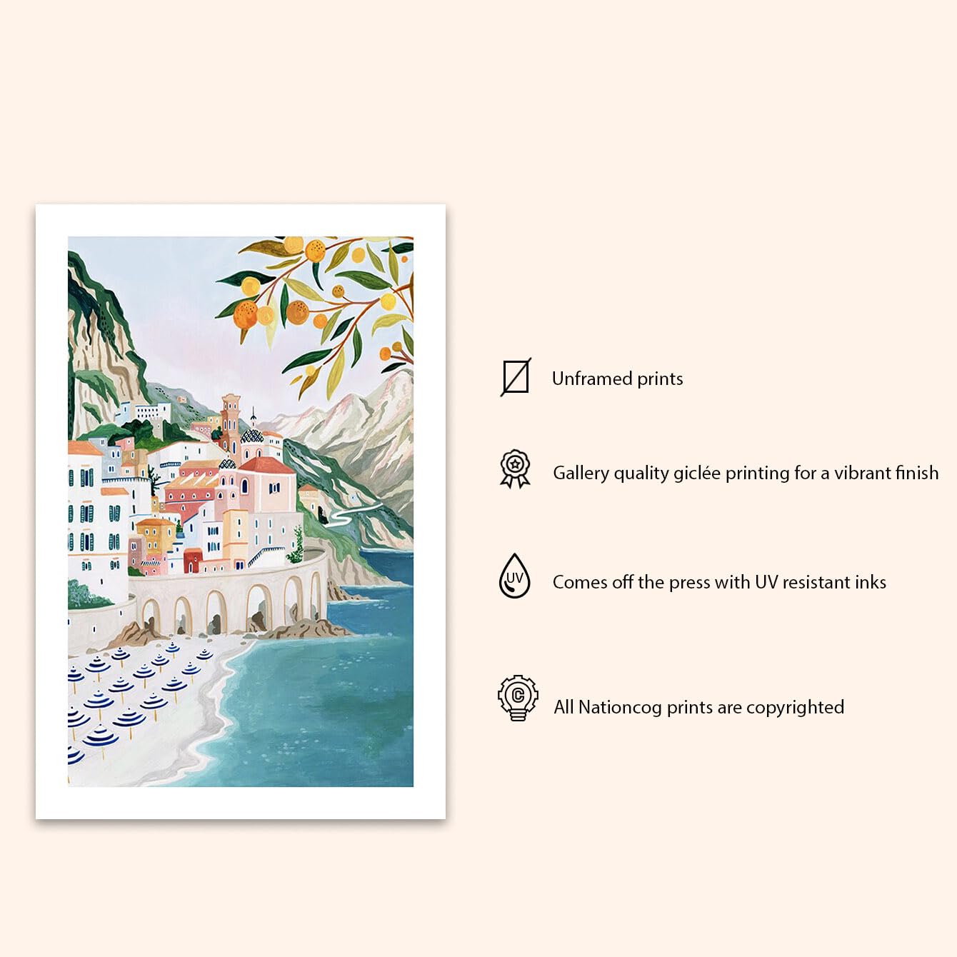 Atrani, Amalfi Coast Art Print, Italy Art Print, Travel Gift, Travel Poster, Europe Print, Italian Coast, Italian Riviera, House