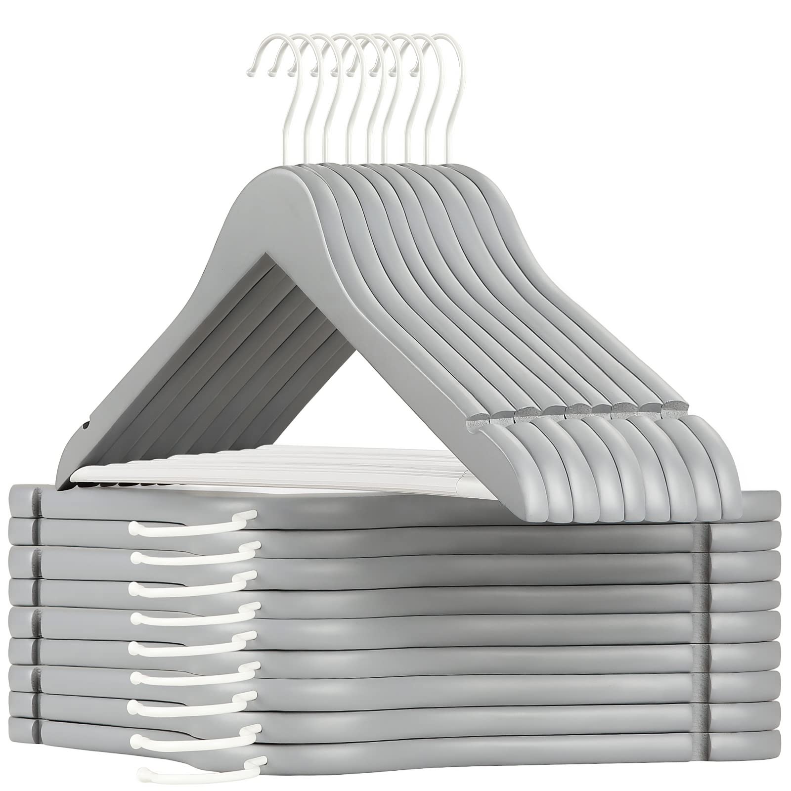 Topia Hanger Premium Wooden Hangers With Non-Slip Pant Bar, 360Swivel Hook And Shoulder Notches, 16 Pack Solid Wood Clothes Hang