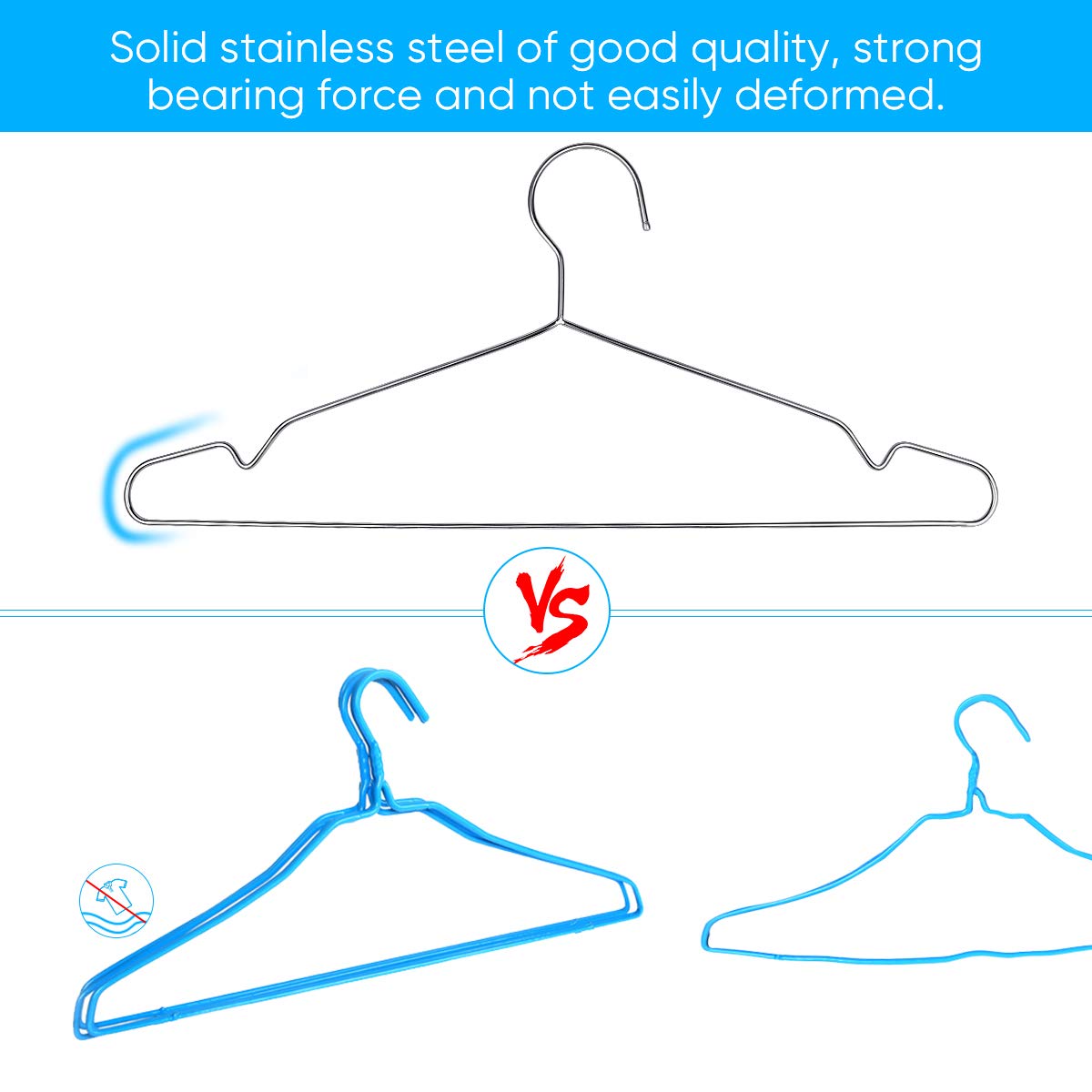 Fayleeko Wire Hangers Coat Hangers Strong Heavy Duty Stainless Steel Metal Hangers Ultra Thin Space Saving Clothes Hangers (30 Pack 16.5 Inch)