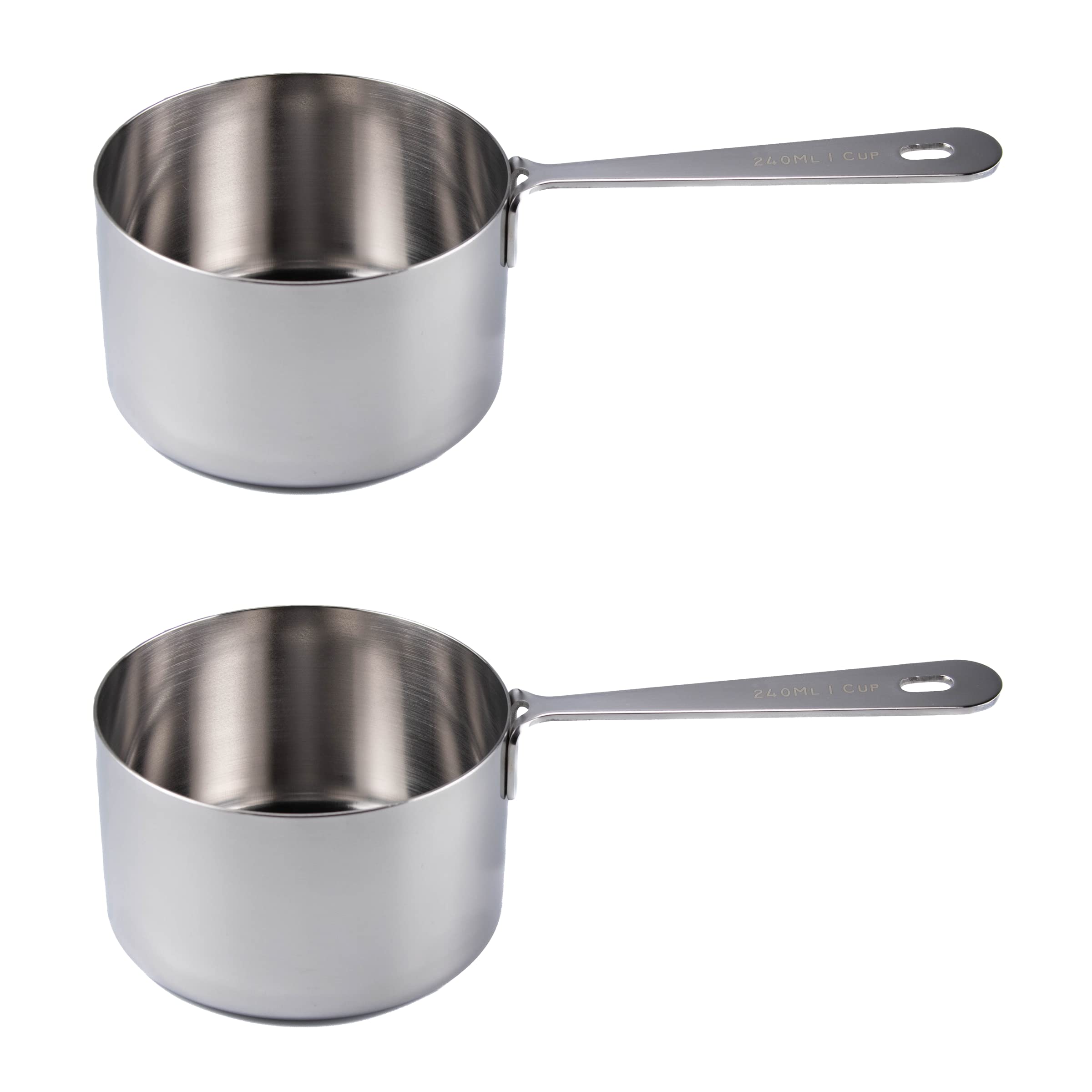 Honey Bear Kitchen 1 Cup 240 Ml Measuring Scoop Cups, Polished Stainless Steel (Set Of 2)
