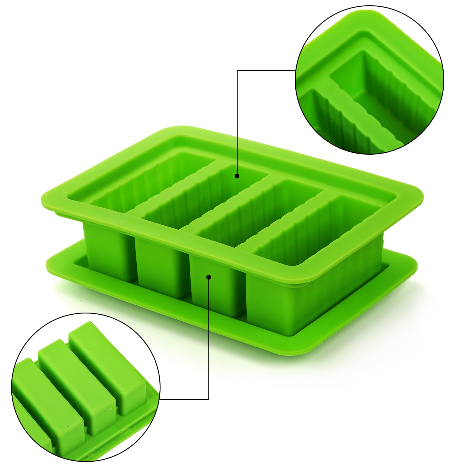 Suwimut 2 Pack Silicone Butter Mold Tray With Lid, Large Cavity Butter Maker Holds 6 Tablespoons Butter, Rectangle Butter Contai