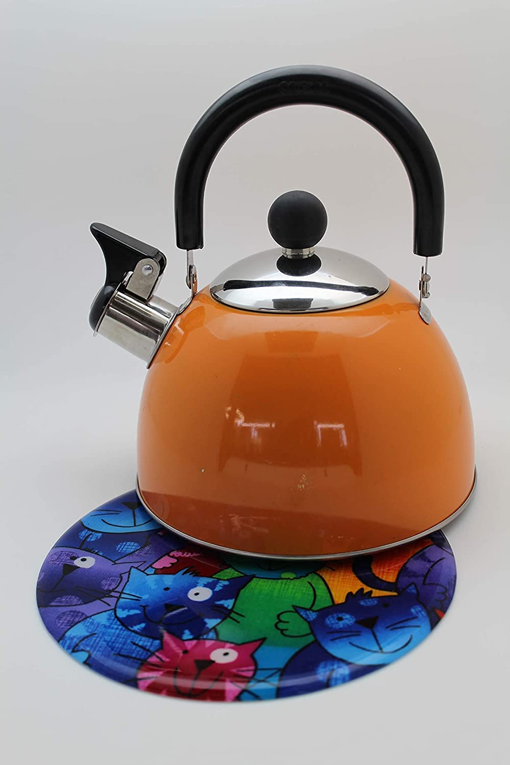 Andreas Silicone Happy Cats Non-Slip 8'' Trivet/Pot Holder/Hot Pad, 100% Cotton, Dishwasher Safe, Hot Dishes, Protect Hair Iron,