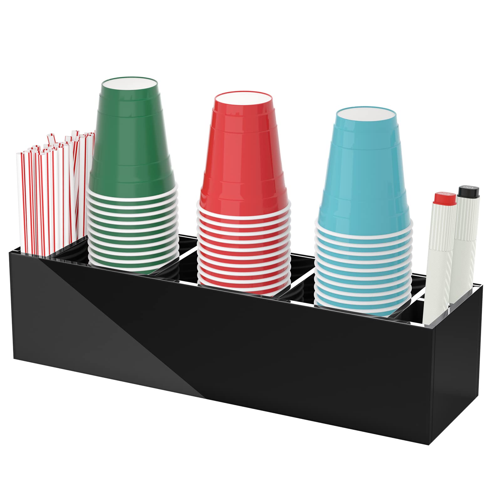 Bosscasa Triple Cup Holder With Marker Slot, Party Cup Dispenser Acrylic Cup Organizer Mark Your Cup And Drink Up Caddy Modern B